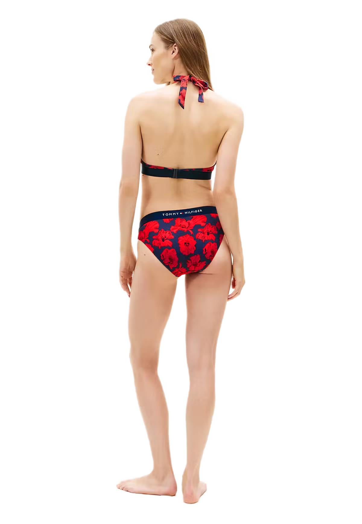 Tommy Hilfiger Kadın Kırmızı Desenli Boyundan Bağlamalı Bikini Üstü UW0UW06368