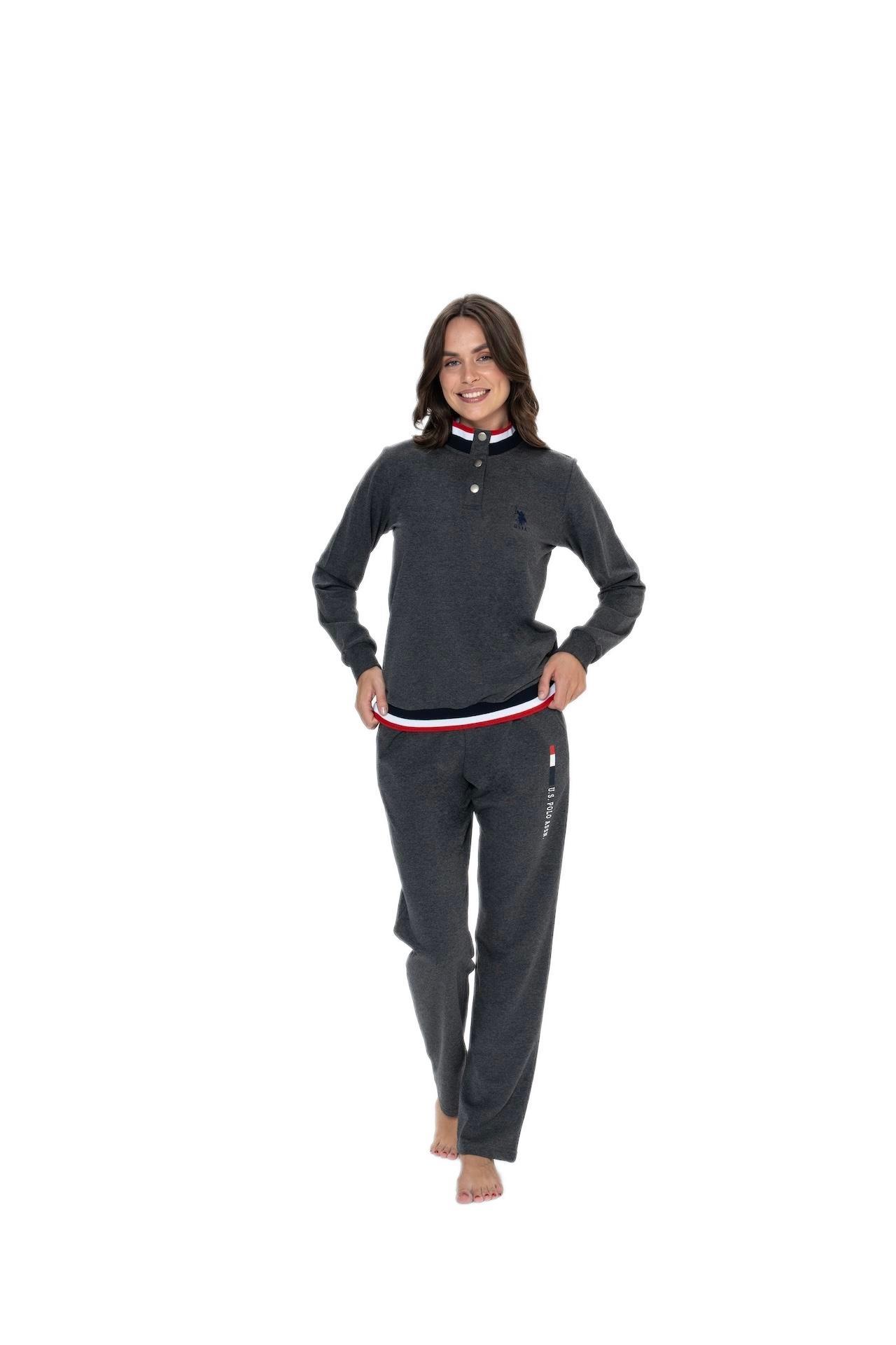 U.S. Polo Assn. Kadın Antrasit Melanj Pijama Takım 20112