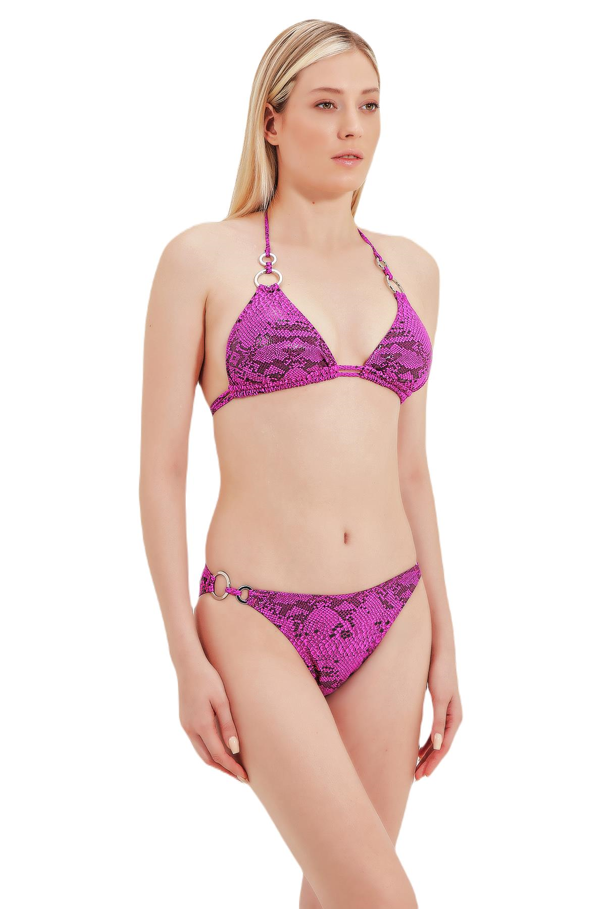 Zeki Aksesuar Detaylı Pembe Bikini Takım