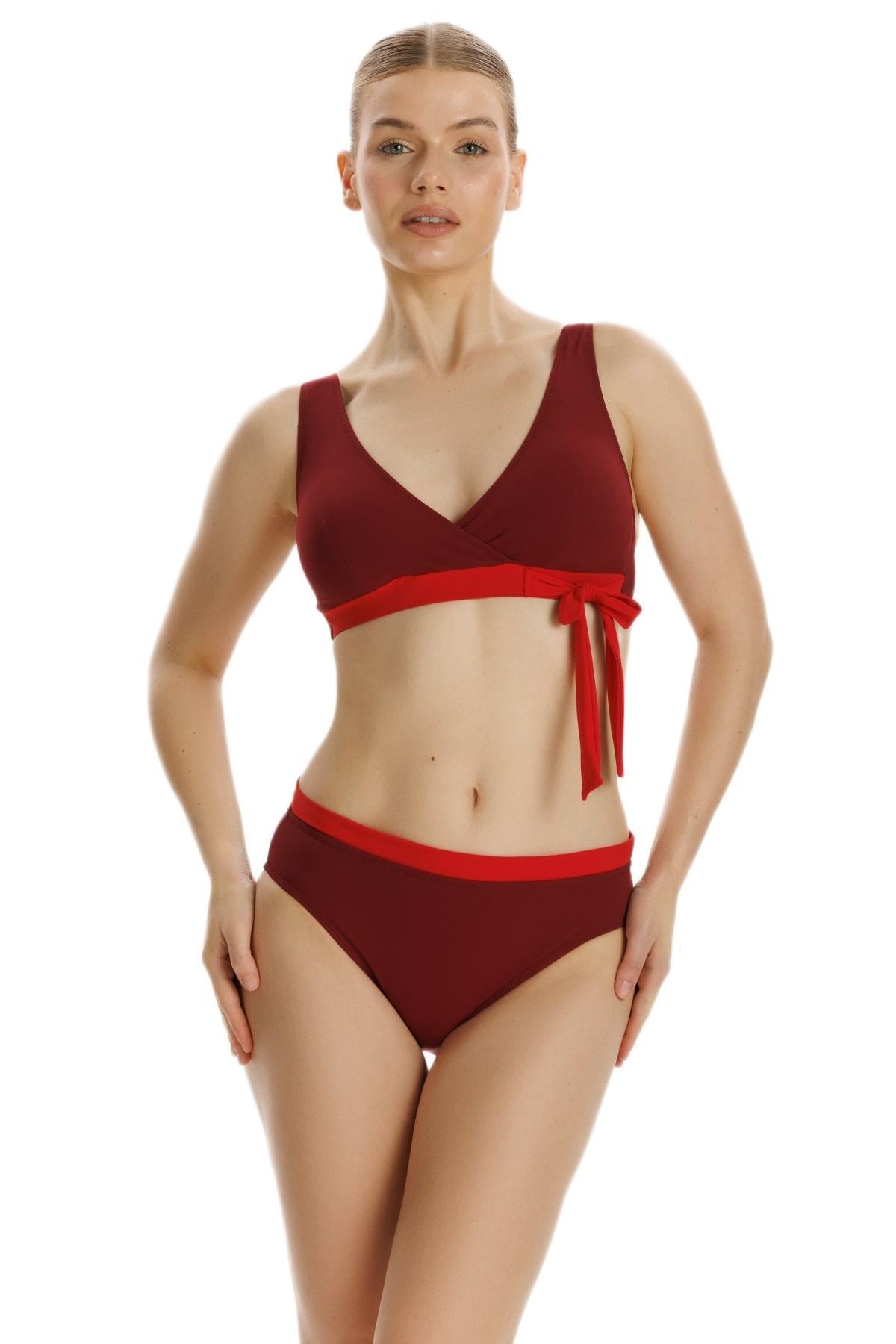 Zeki Bordo Üçgen Bikini Takımı