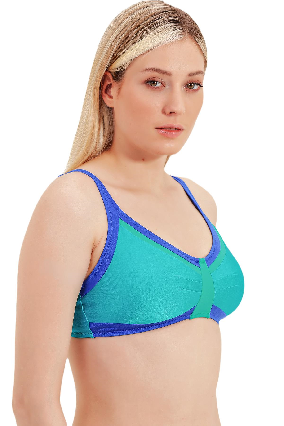 Zeki Büyük Göğüs Mavi Bikini Üst 