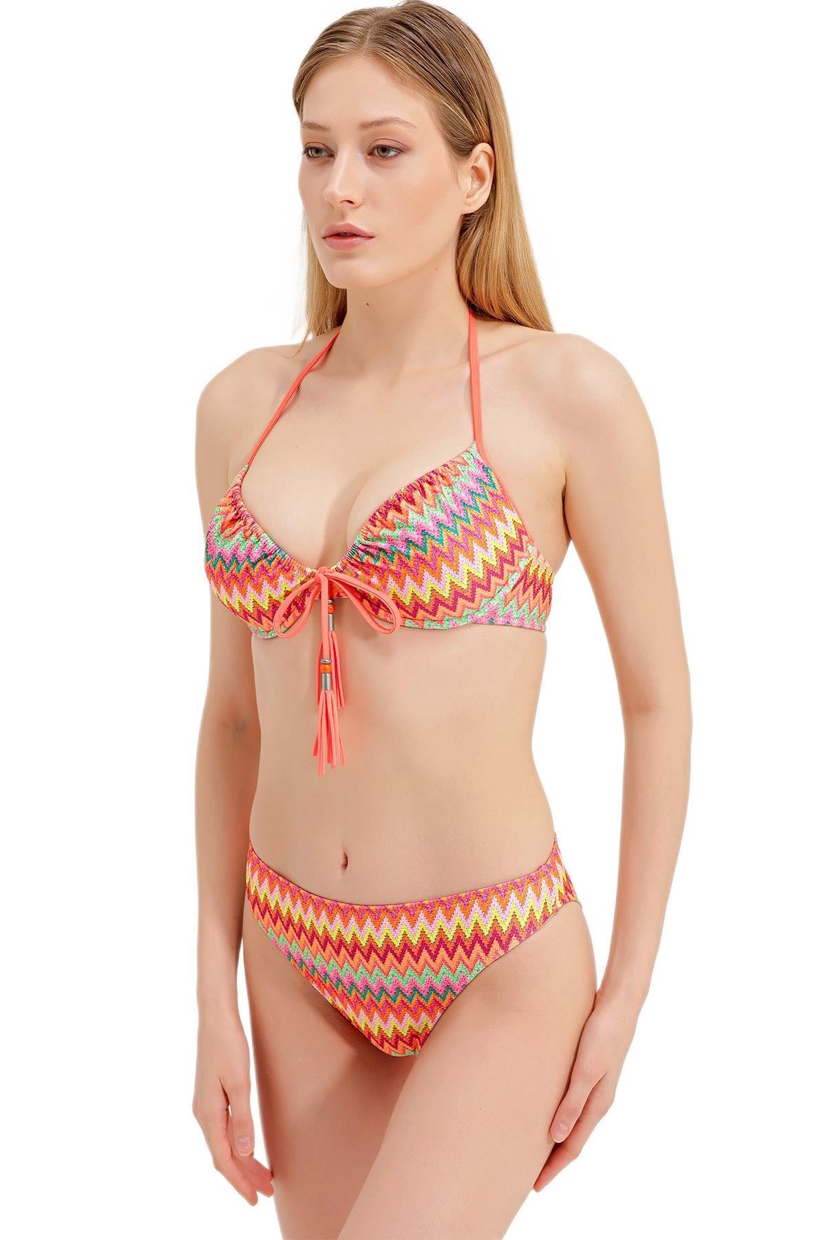 Zeki Desenli Bikini Üst 