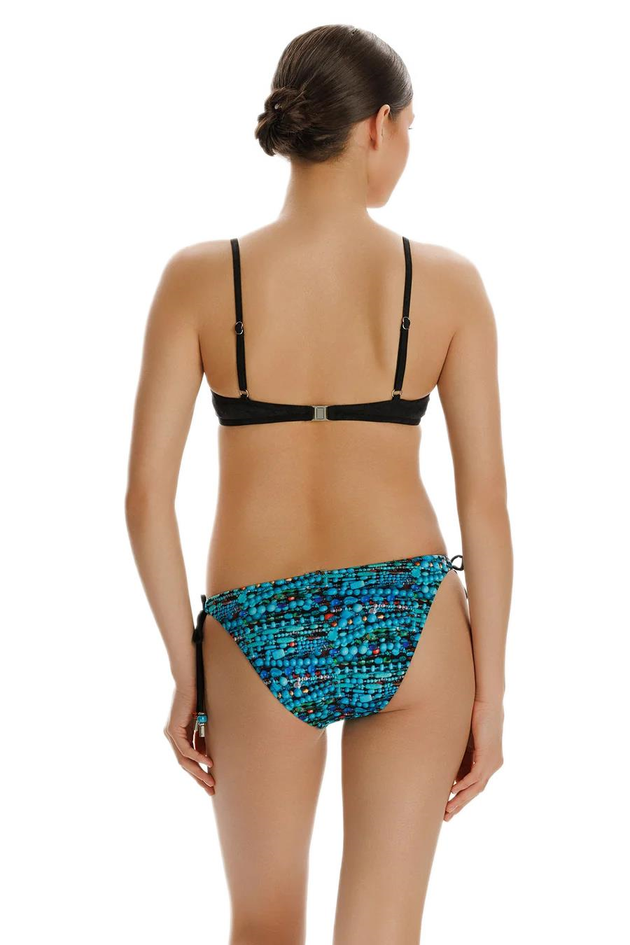 Zeki Desenli Cam Boncuk Detaylı Bikini Takım