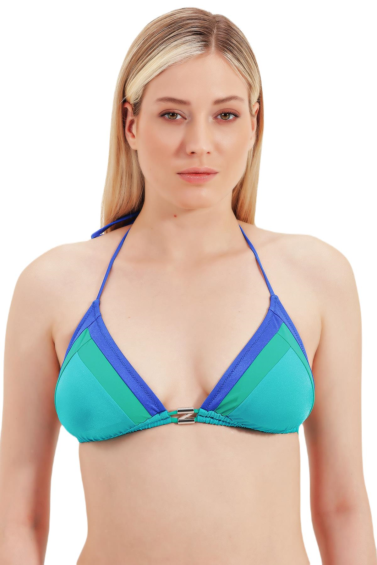 Zeki Üçgen Mavi Bikini Üst 