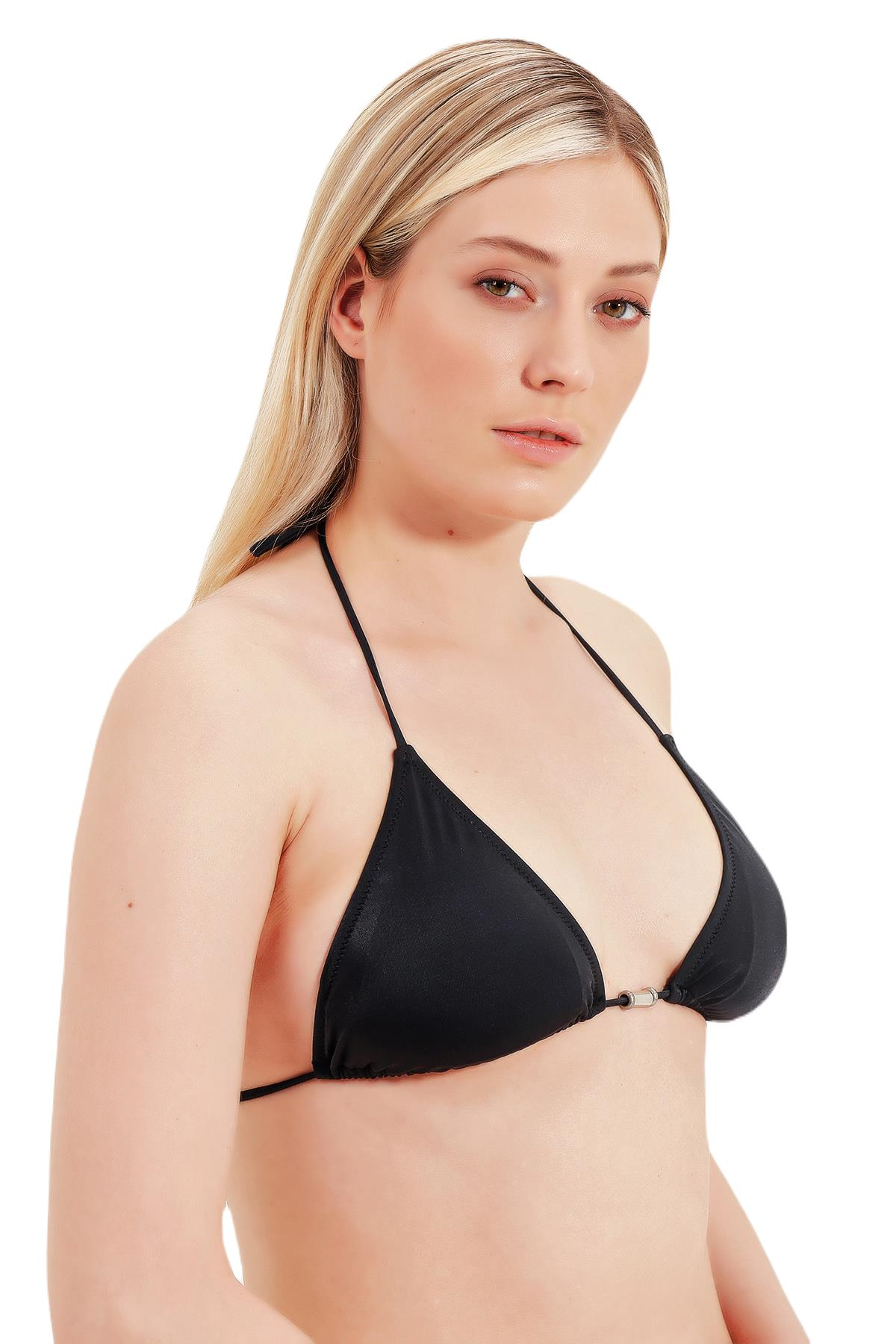 Zeki Üçgen Siyah Bikini Üst 