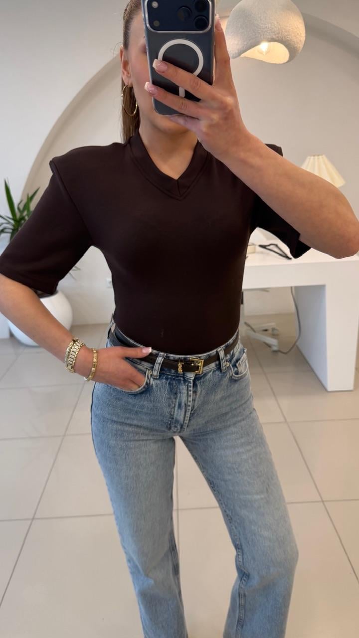  VATKALI KISIK V YAKA BADDY SUIT KAHVE