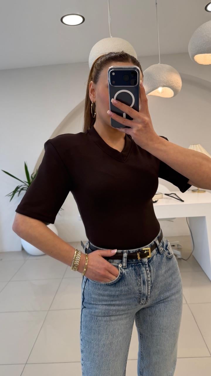  VATKALI KISIK V YAKA BADDY SUIT KAHVE