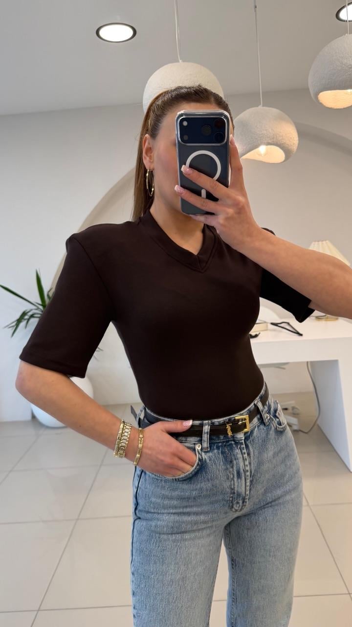  VATKALI KISIK V YAKA BADDY SUIT KAHVE