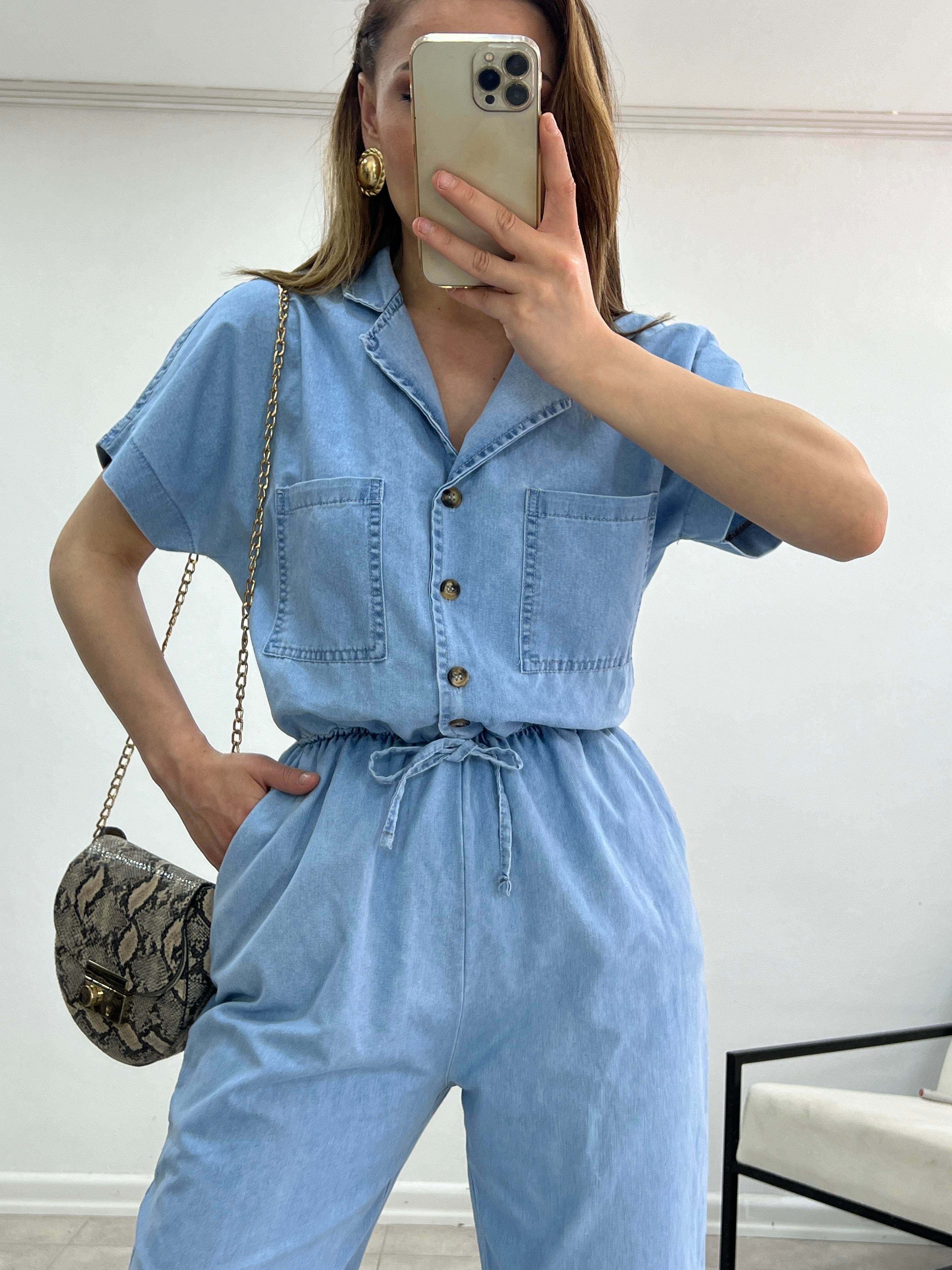 1.SINIF KALİTE TENSEL JEAN BELİ LASTİKLİ TULUM