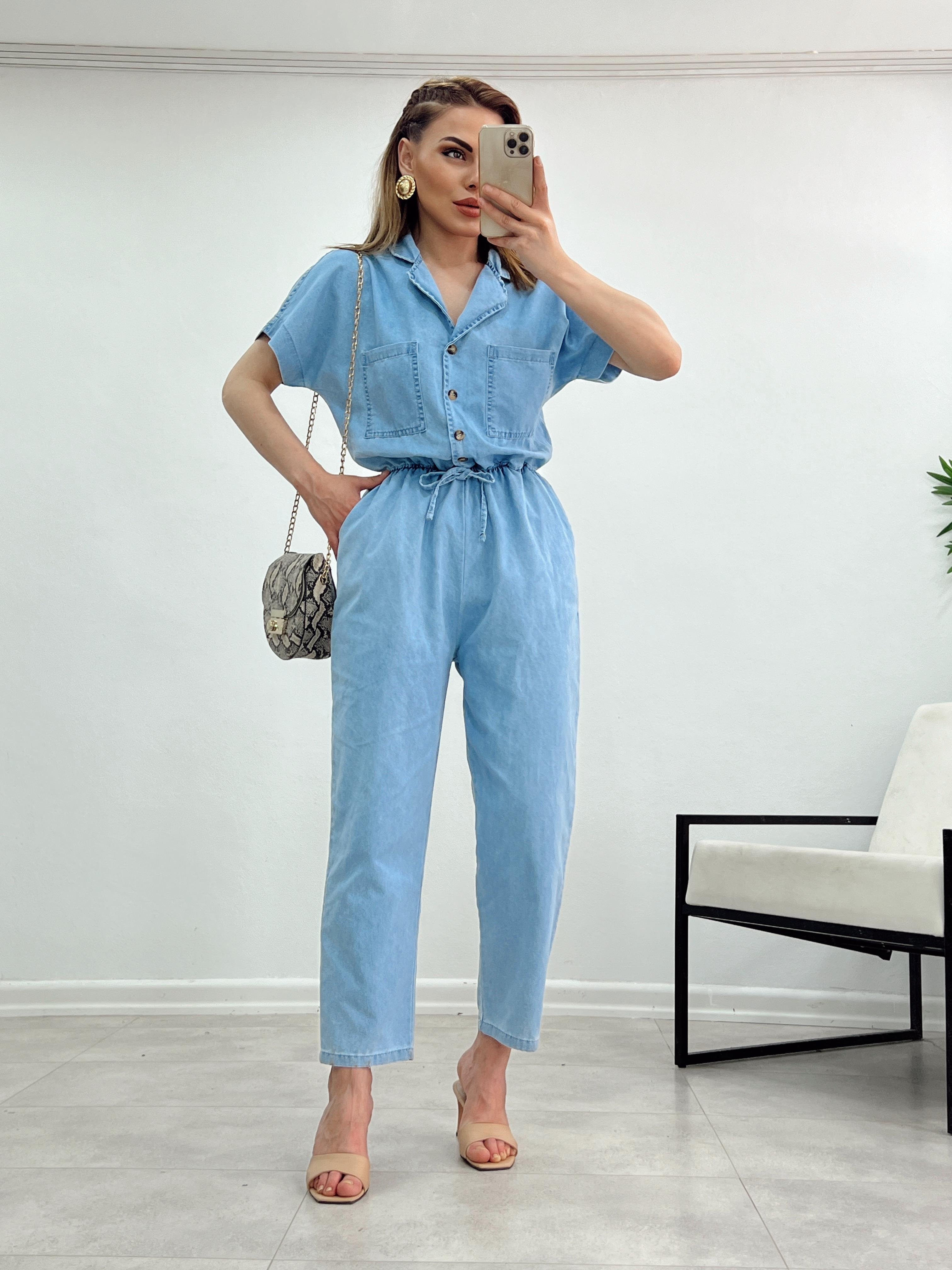 1.SINIF KALİTE TENSEL JEAN BELİ LASTİKLİ TULUM