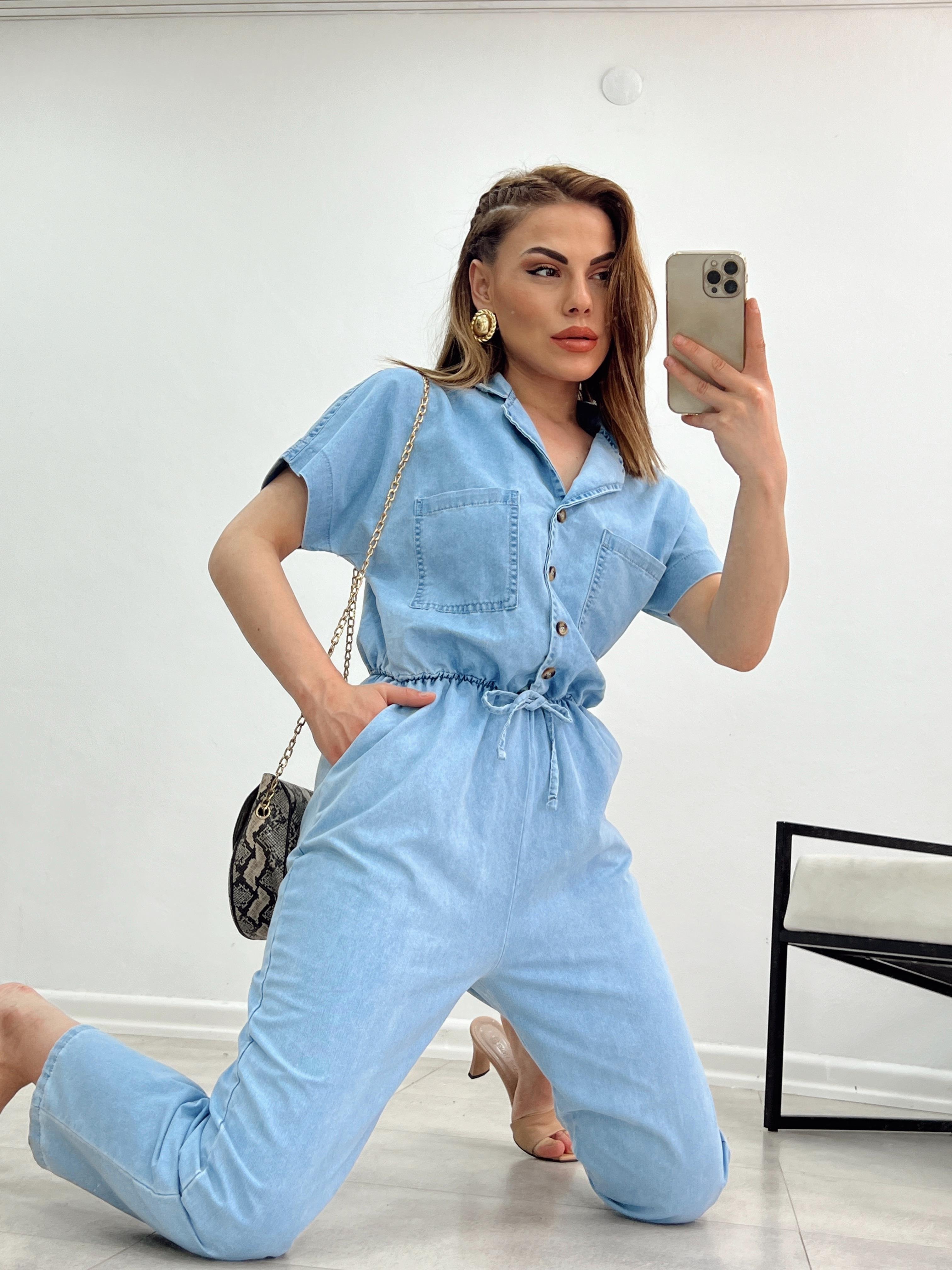 1.SINIF KALİTE TENSEL JEAN BELİ LASTİKLİ TULUM