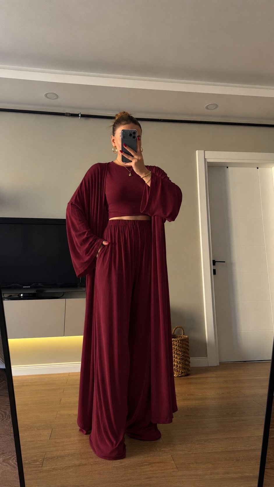 3 lü Hırkalı Pamuk Takım Bordo