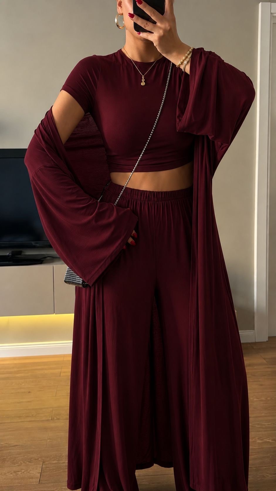 3 lü Hırkalı Pamuk Takım Bordo