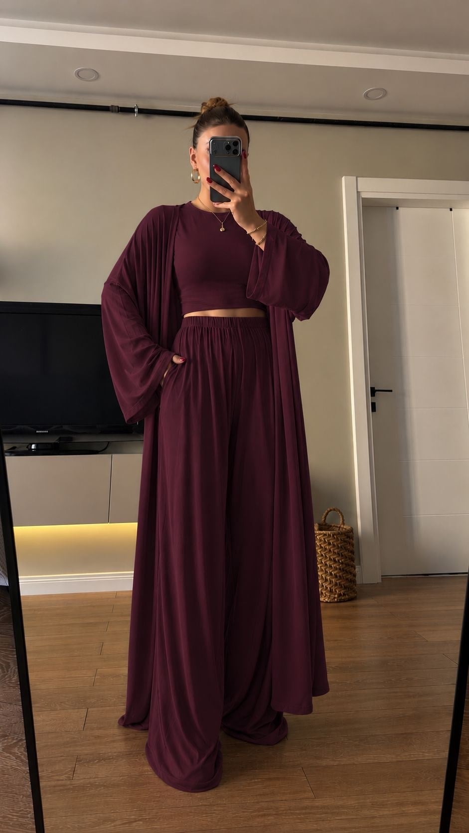 3 lü Hırkalı Pamuk Takım Bordo
