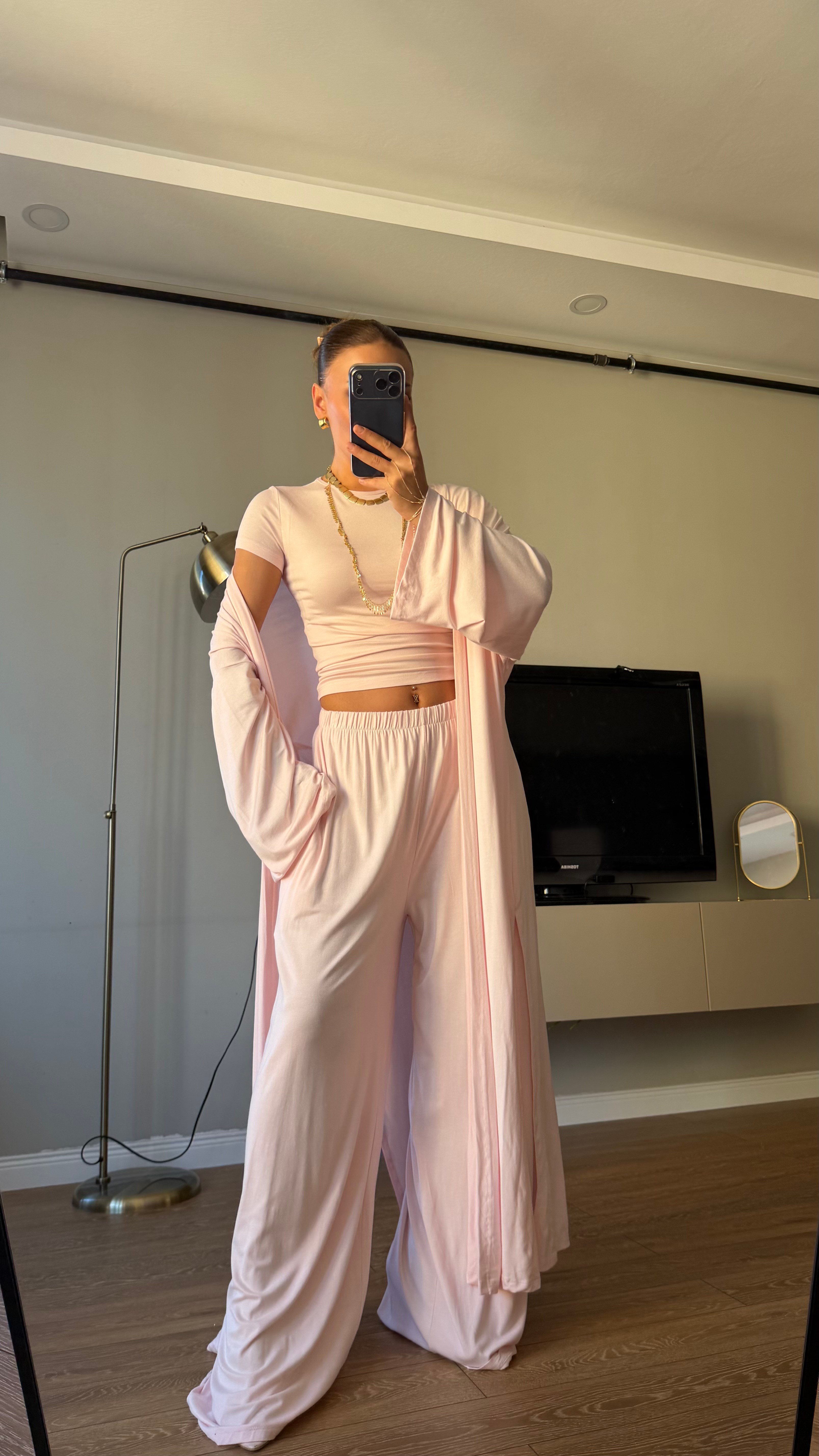 3 lü Hırkalı Pamuk Takım Pembe