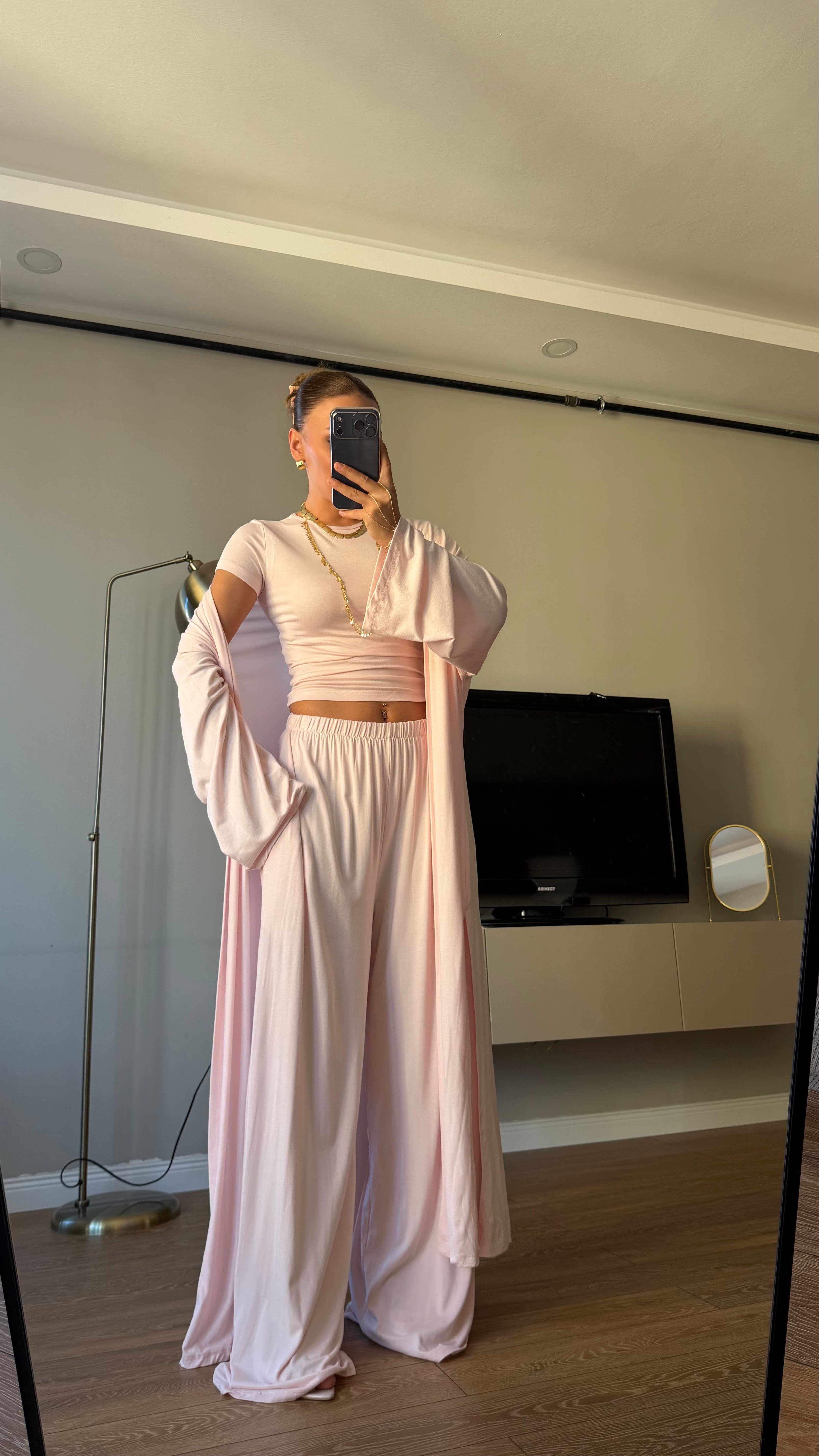 3 lü Hırkalı Pamuk Takım Pembe