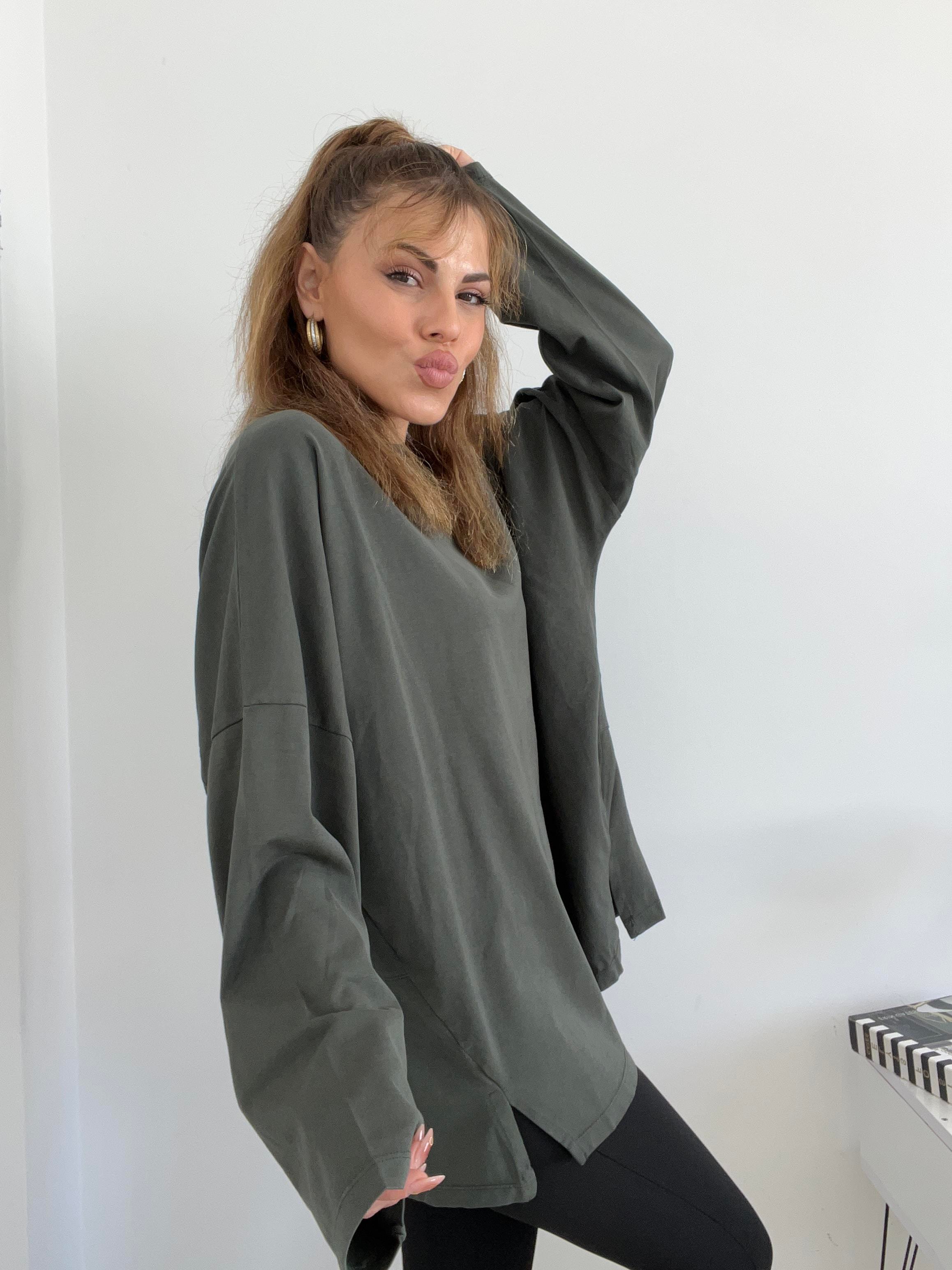 ARKASI PİLELİ OVERSİZE BASİC HAKİ