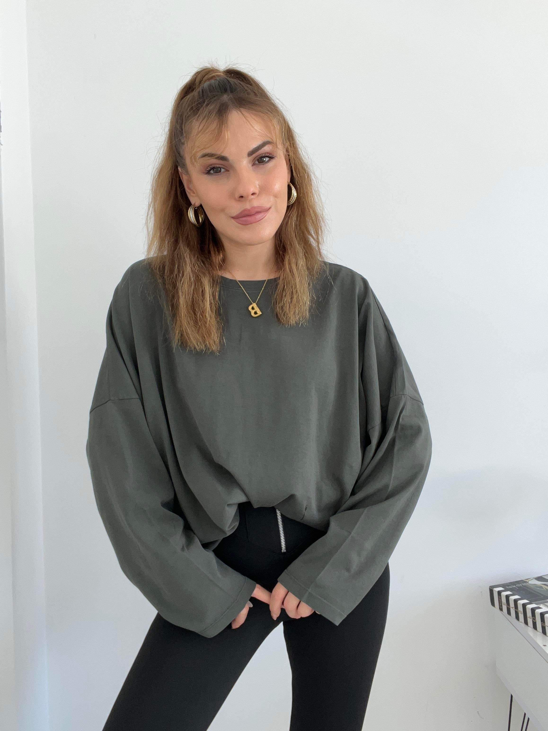 ARKASI PİLELİ OVERSİZE BASİC HAKİ