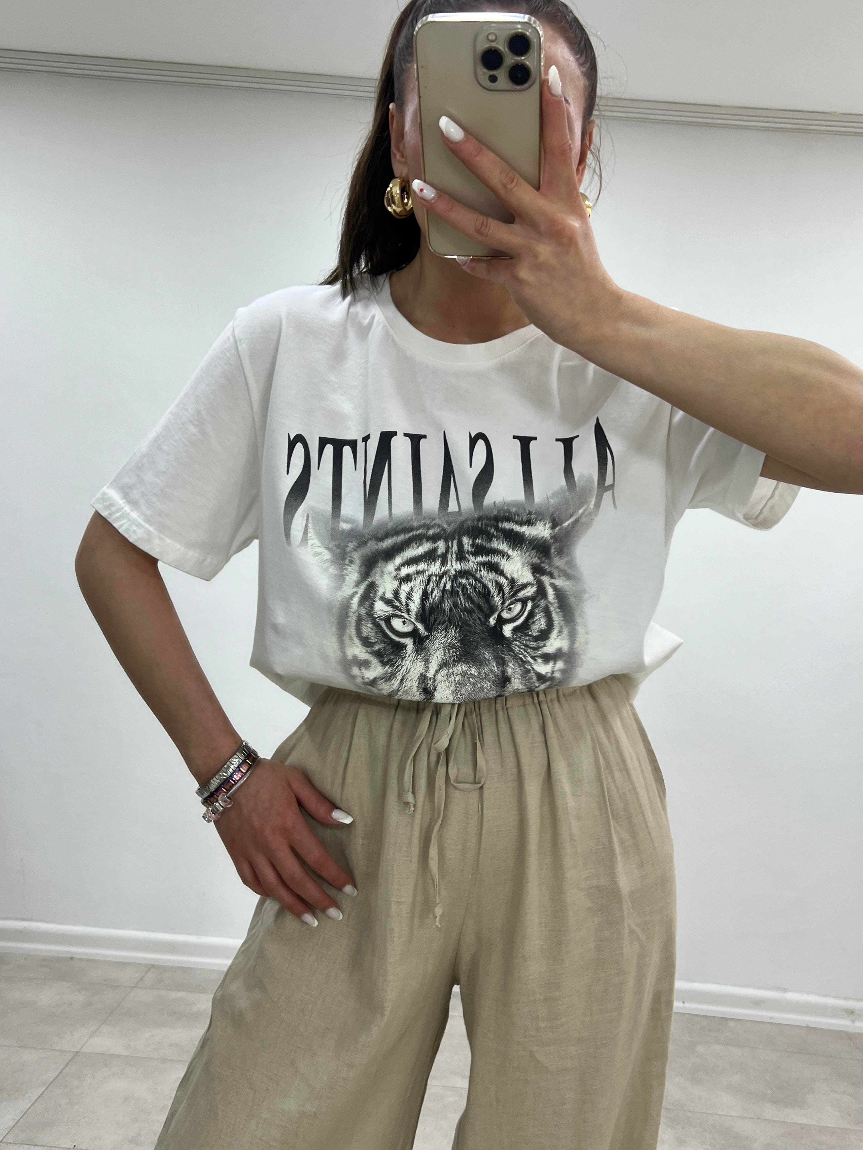 ASLANLI KREM TSHİRT 