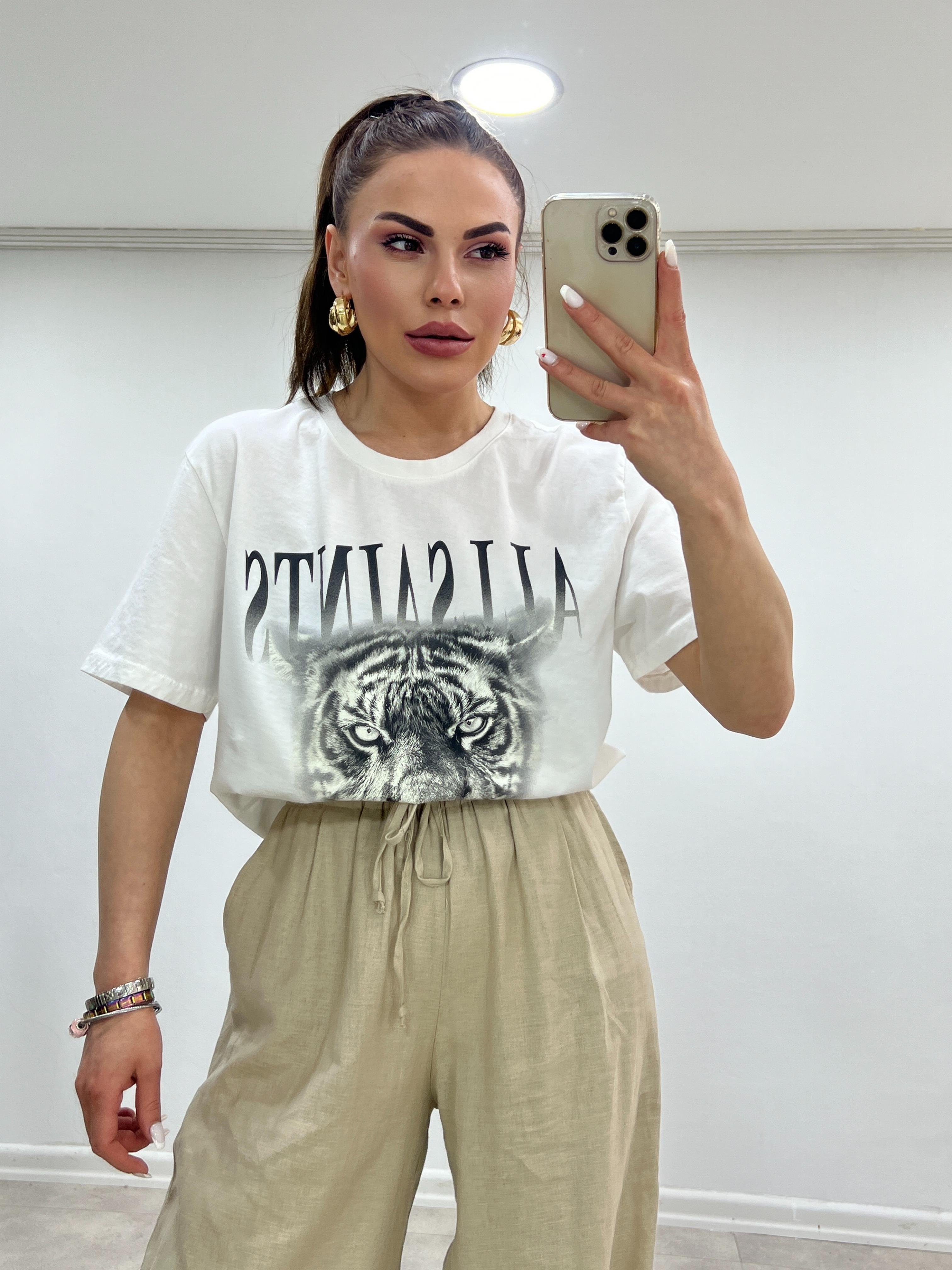 ASLANLI KREM TSHİRT 