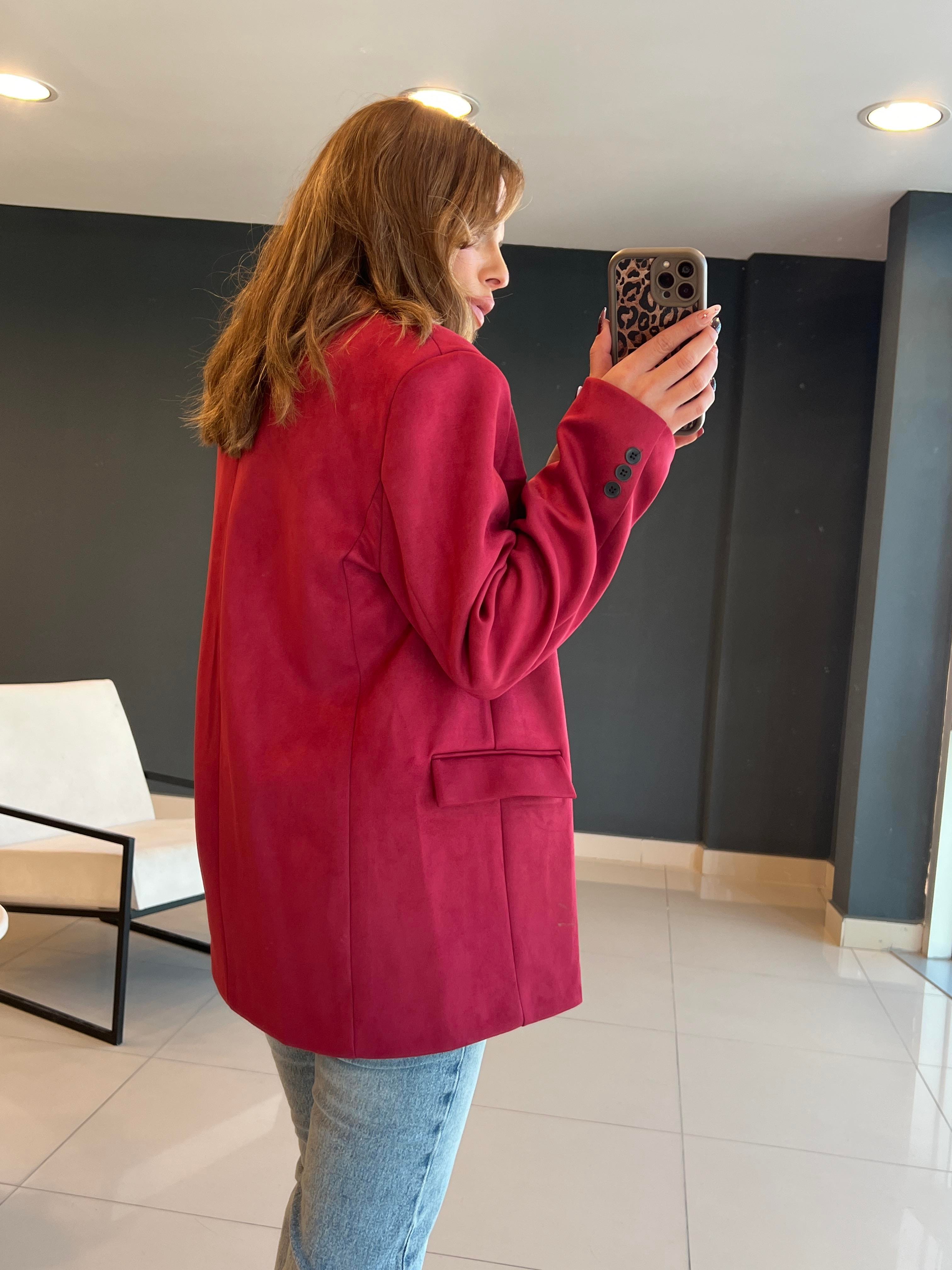ASTARLI SÜET BLAZER CEKET BORDO