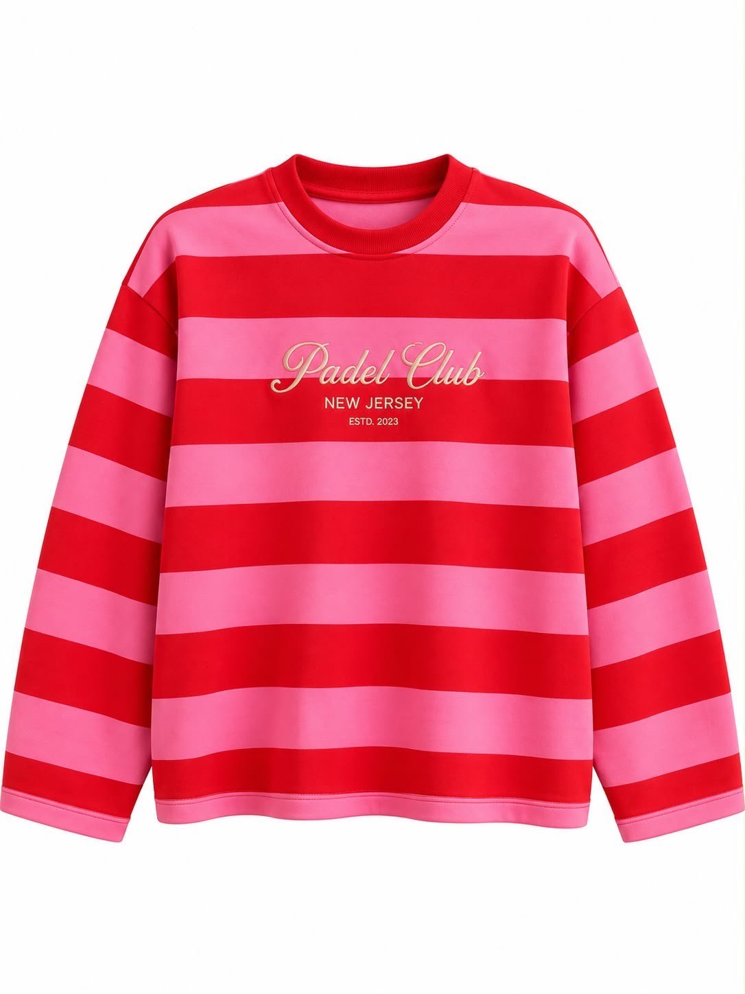 Atlantik Club Baskılı Çizgili Sweatshırt Pembe