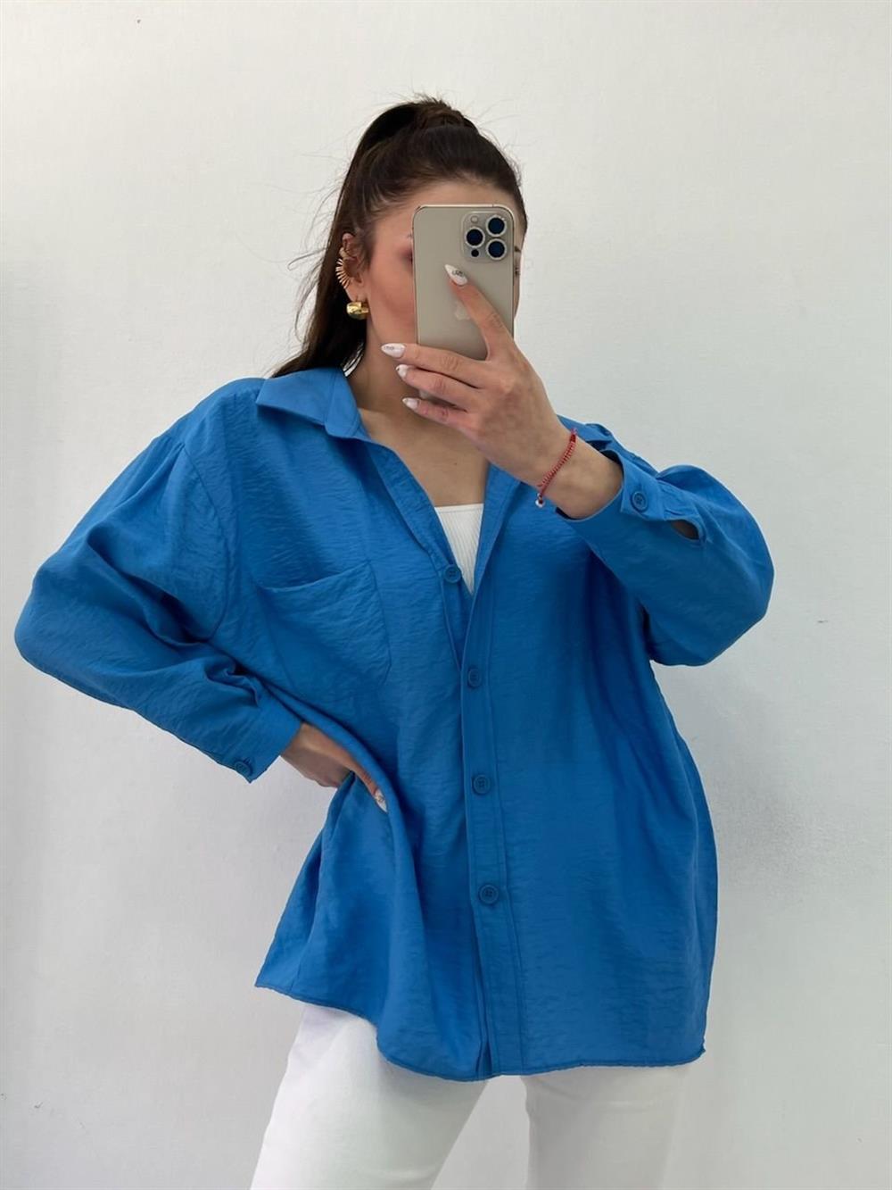 BAMBU KUMAŞ GÖMLEK MAVİ