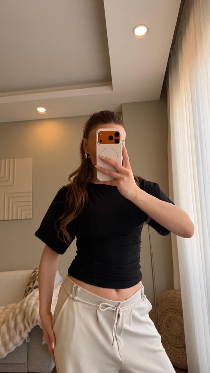 Bel Oturtmalı Bluz Siyah