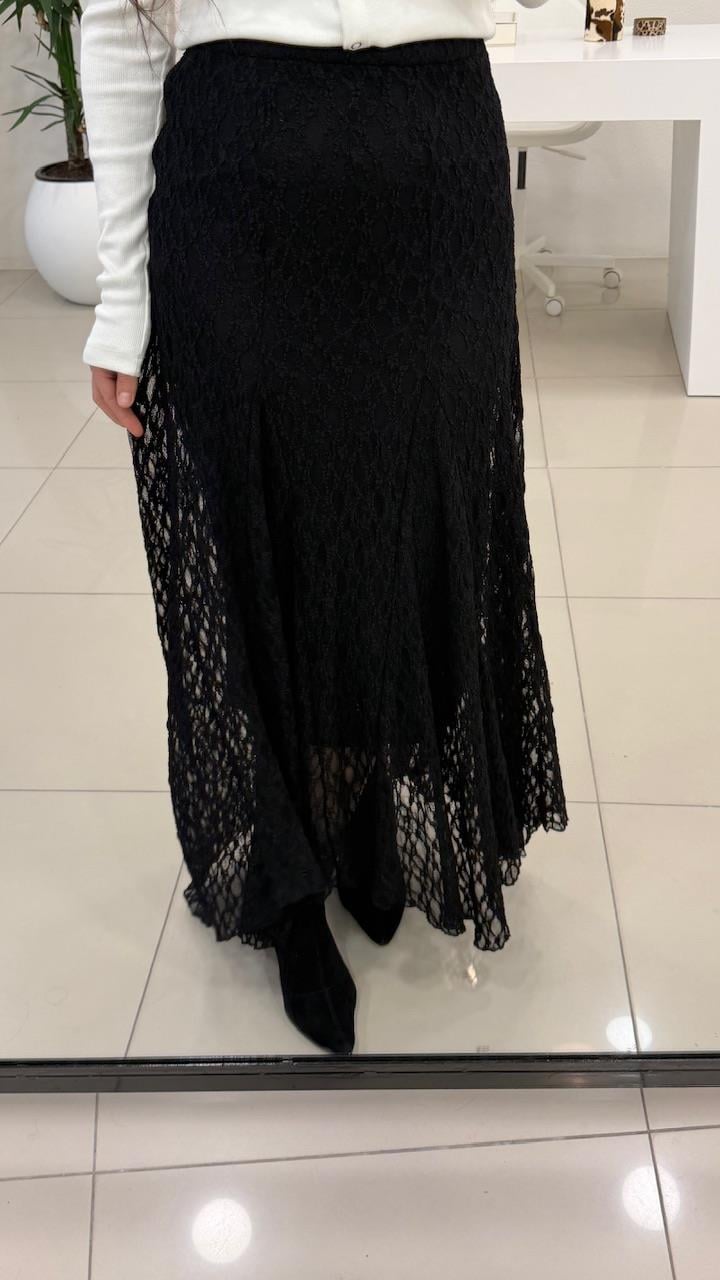 BELİ FERMUARLI VOLANLI DANTEL ETEK 