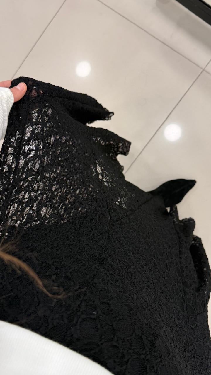 BELİ FERMUARLI VOLANLI DANTEL ETEK 
