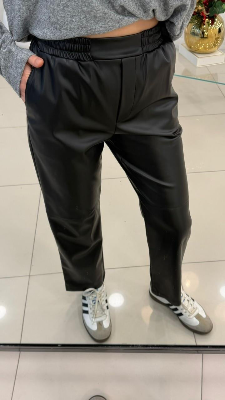 BELİ LASTİKLİ DERİ PANTOLON 