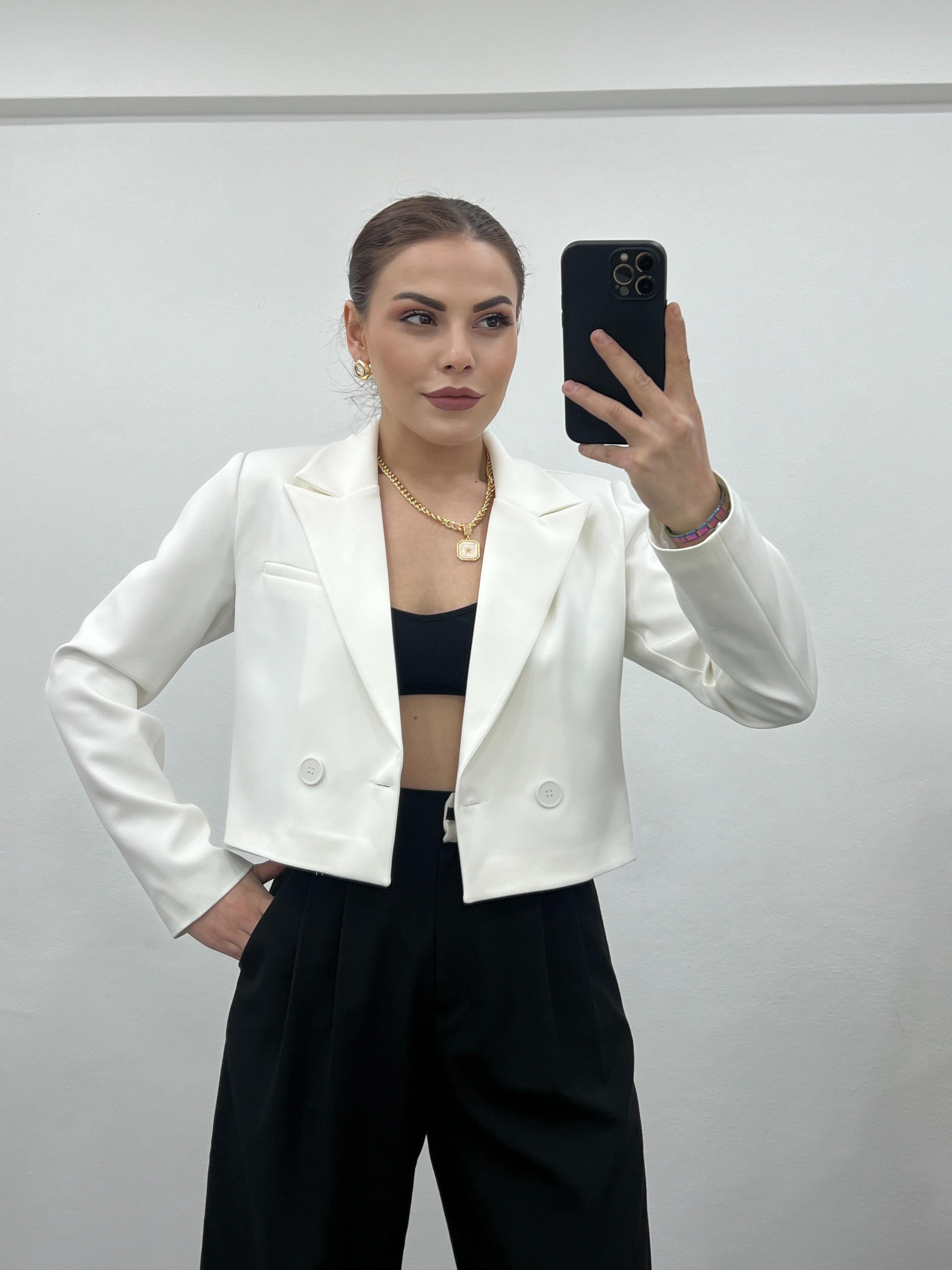BEYAZ KISA BLAZER CEKET