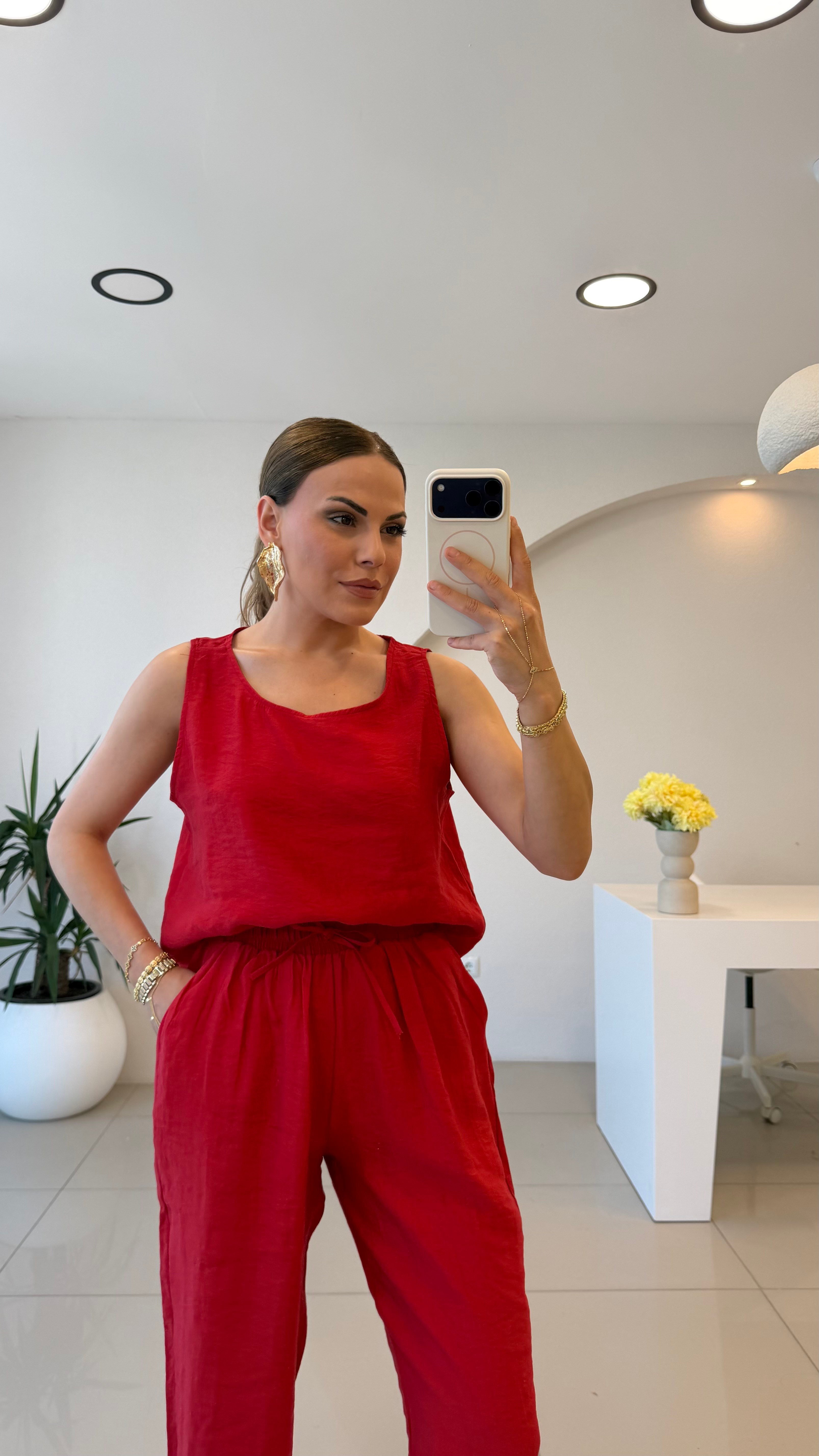 Bisiklet Yaka Ayrobin Takım Kırmızı
