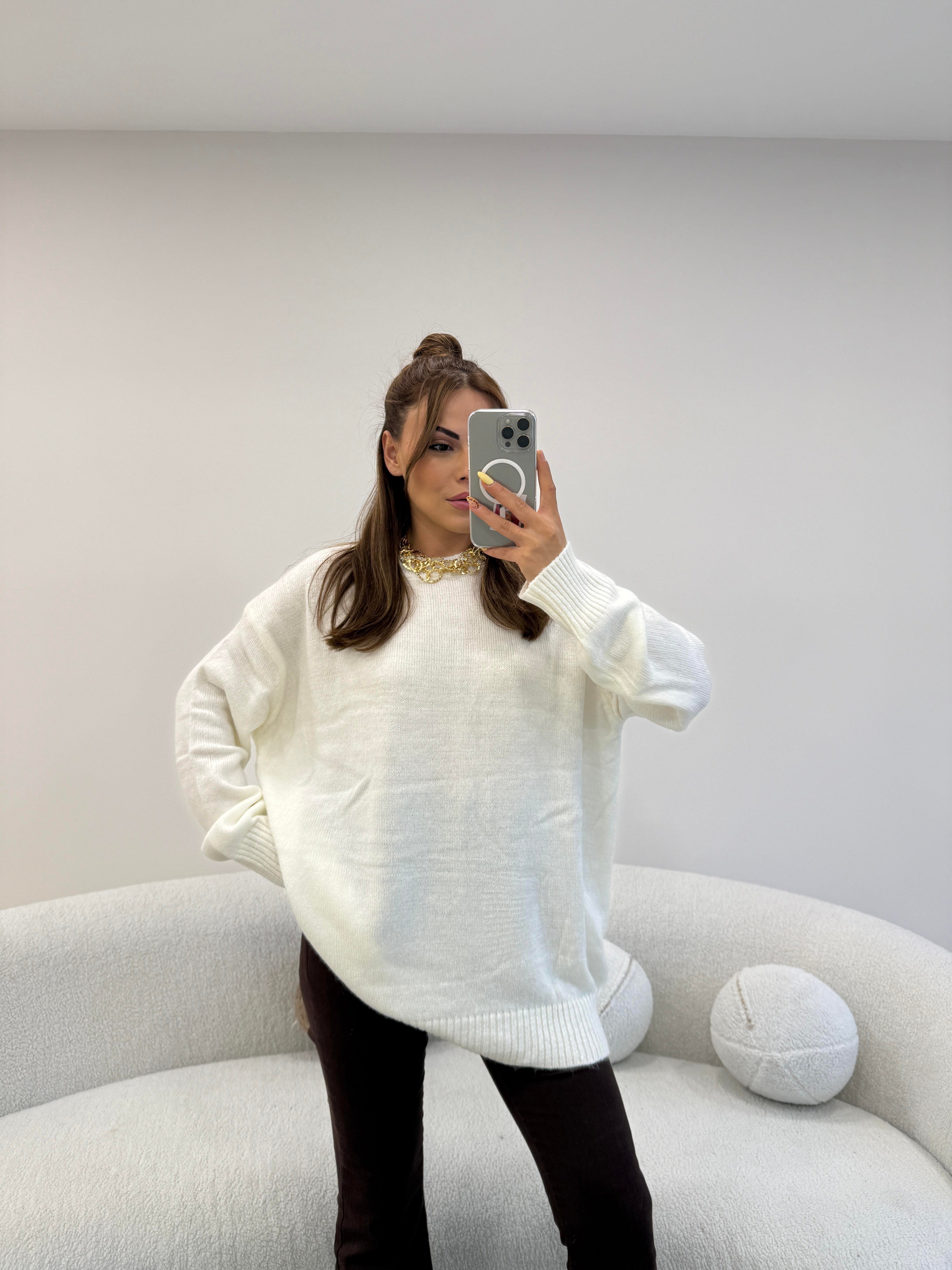 BİSİKLET YAKA BASİC KAZAK EKRU