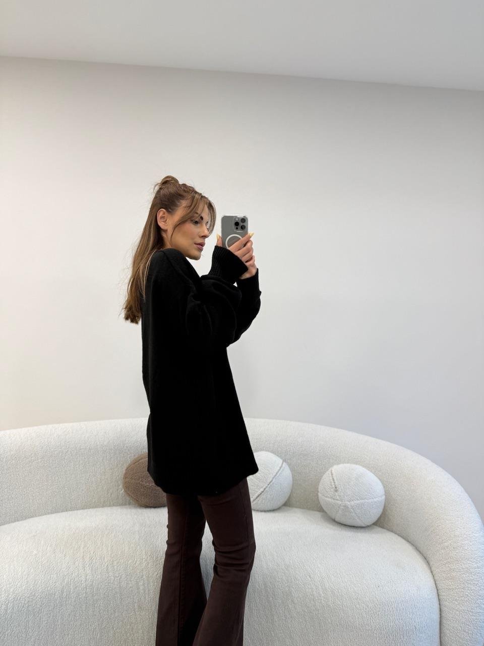 BİSİKLET YAKA BASİC KAZAK SİYAH