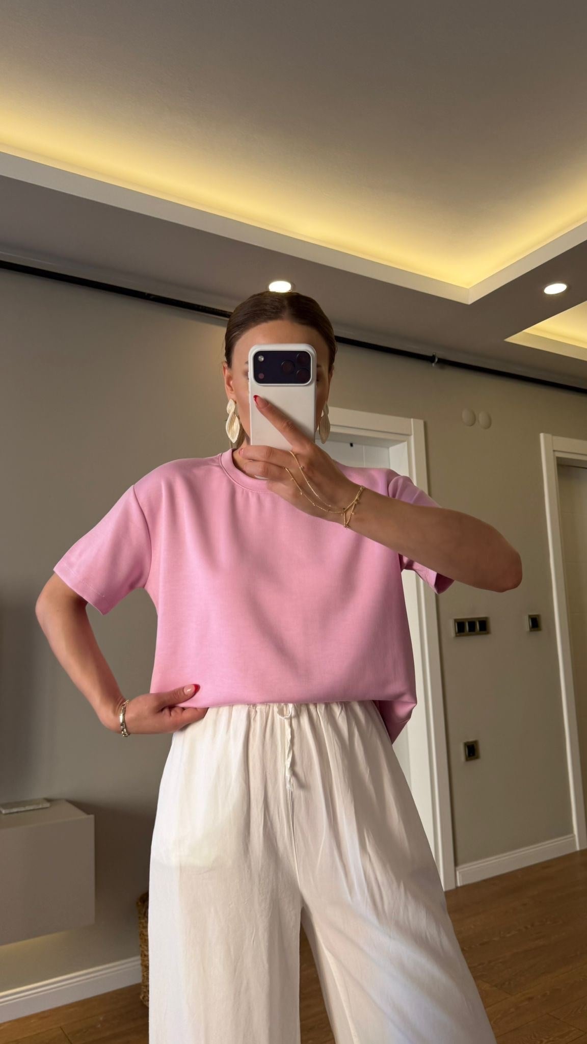 BİSİKLET YAKA BASİC TSHIRT PEMBE
