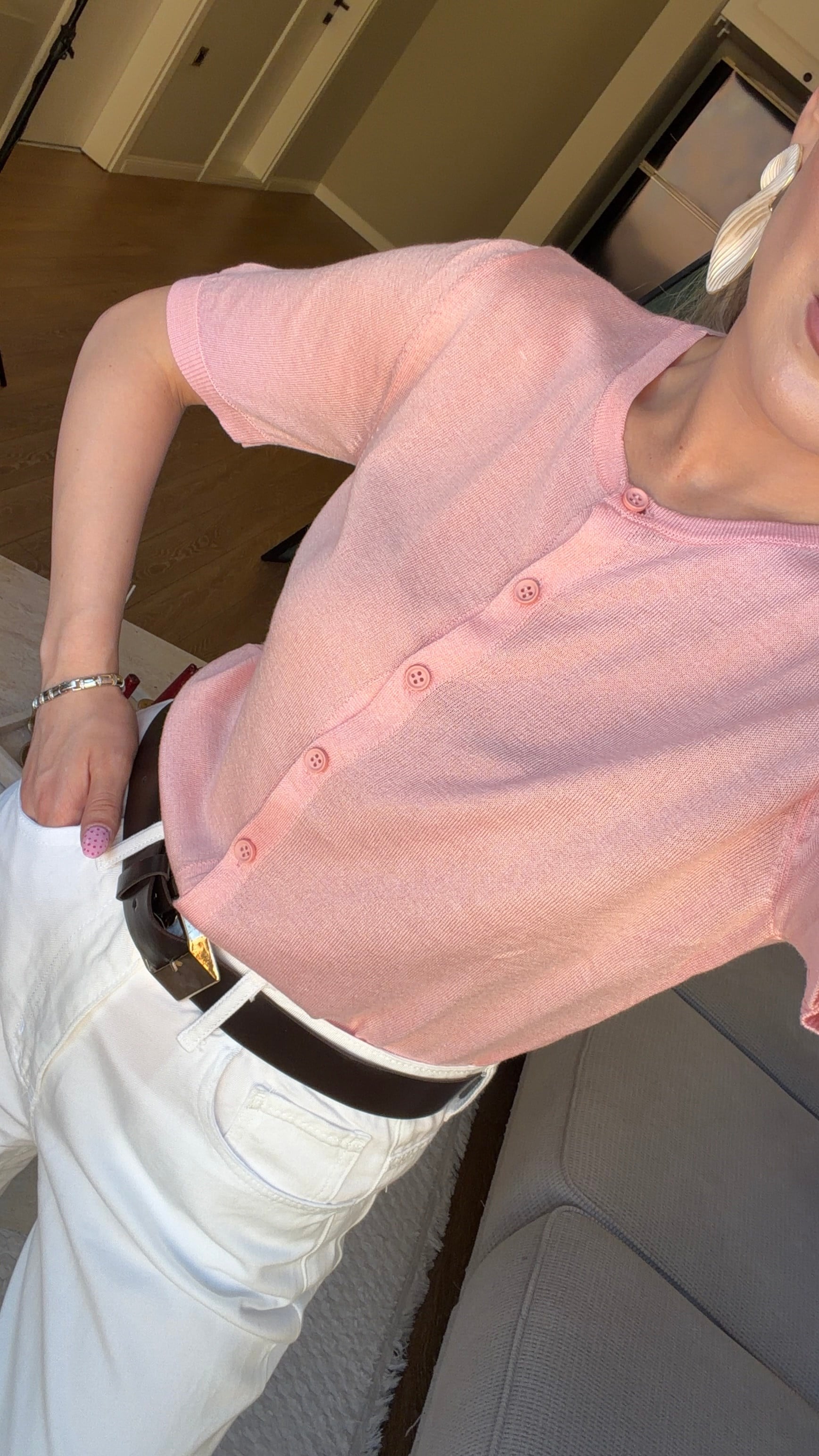 BİSİKLET YAKA ÖNDEN DÜĞMELİ TRİKO PEMBE