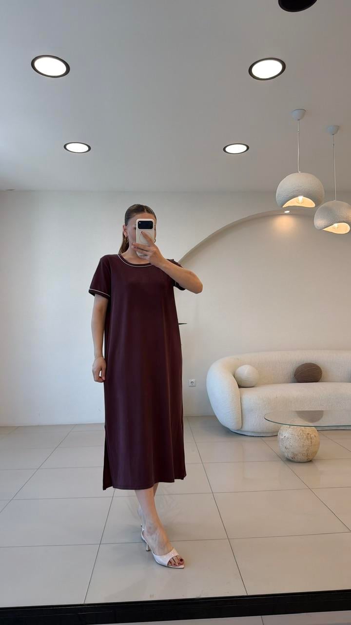 BİSİKLET YAKA PİKE BASİC ELBİSE MÜRDÜM