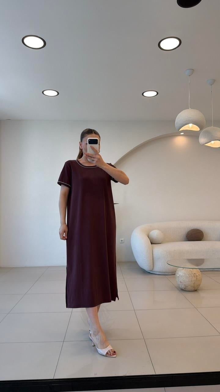 BİSİKLET YAKA PİKE BASİC ELBİSE MÜRDÜM