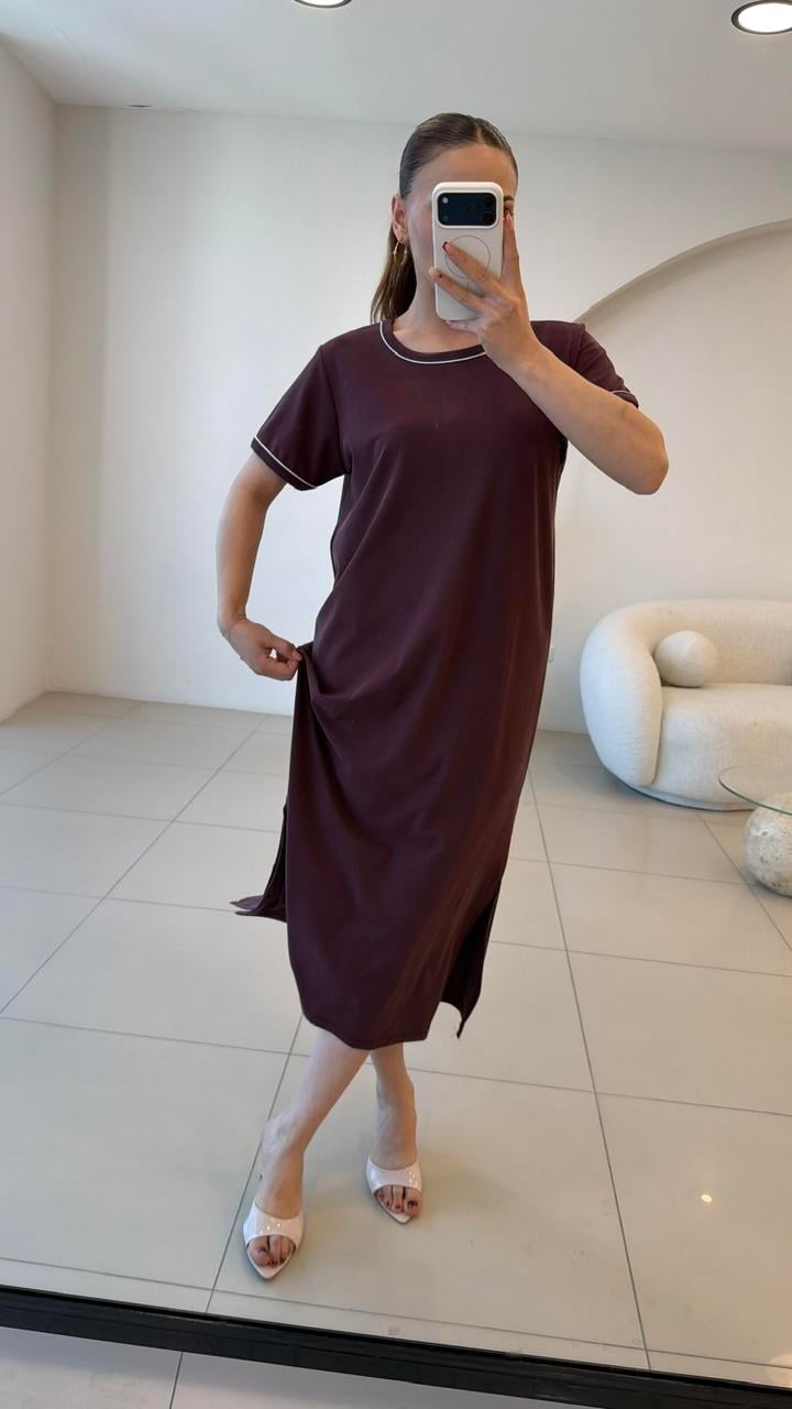 BİSİKLET YAKA PİKE BASİC ELBİSE MÜRDÜM