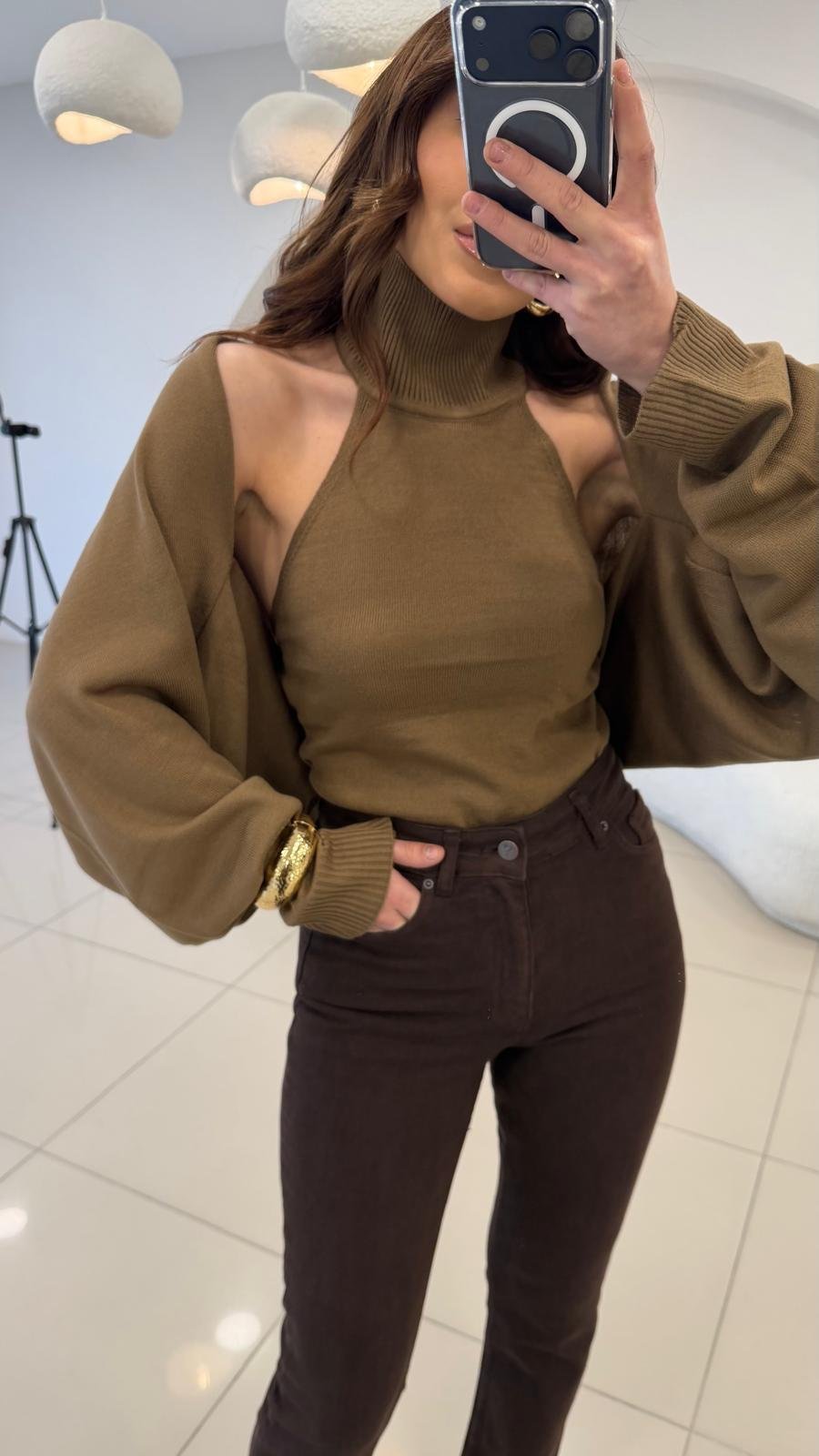 BOLERO DETAYLI TRİKO CAMEL