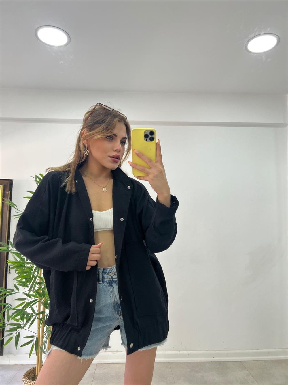 BOMBER KETEN CEKET SİYAH