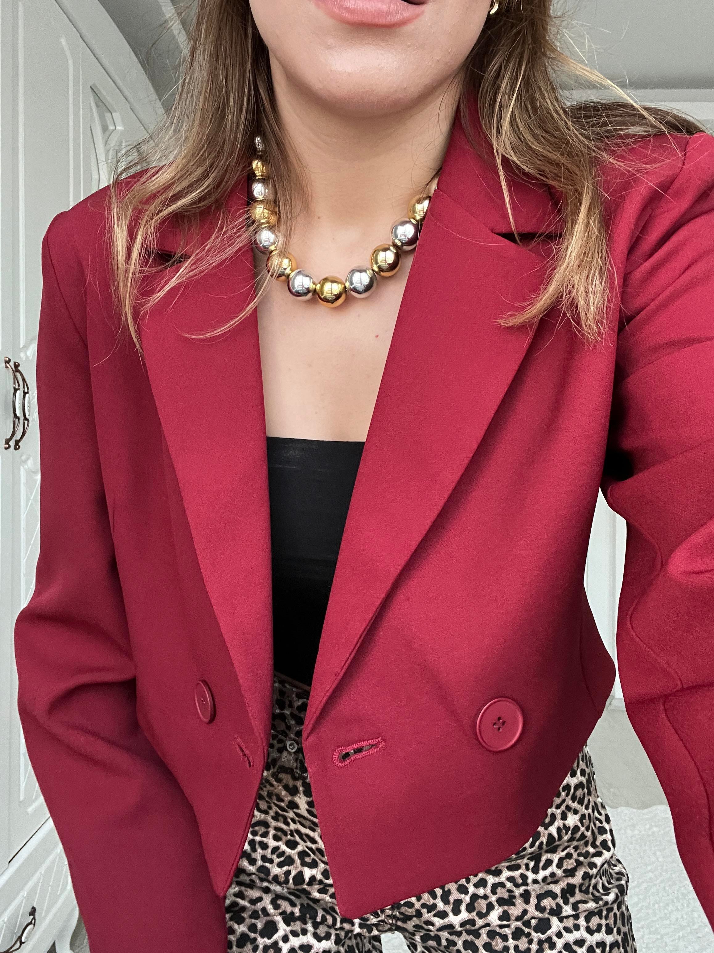 BORDO ASTARLI BLAZER CEKET 