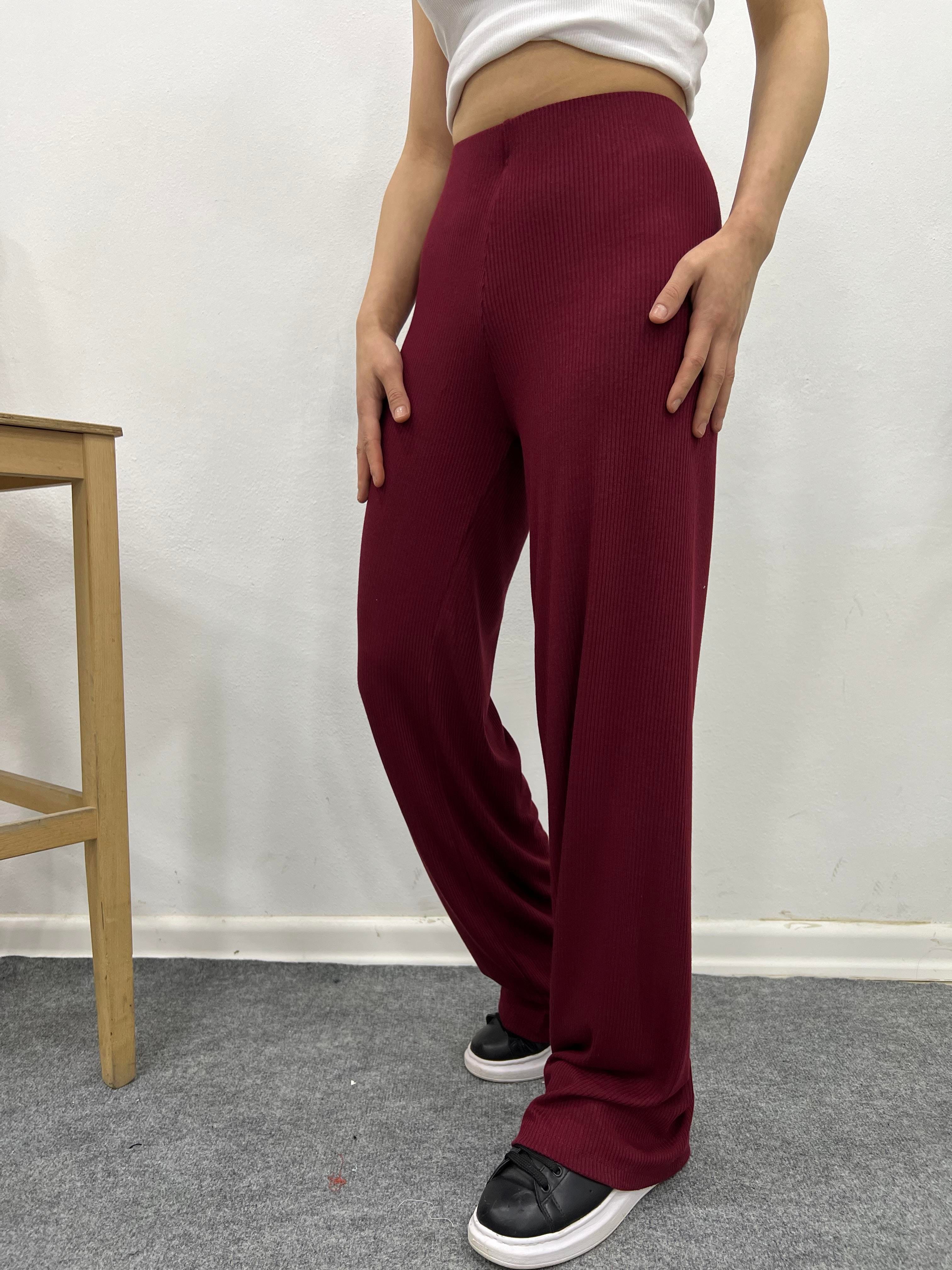 BORDO FİTİLLİ BOL PAÇA PANTOLON