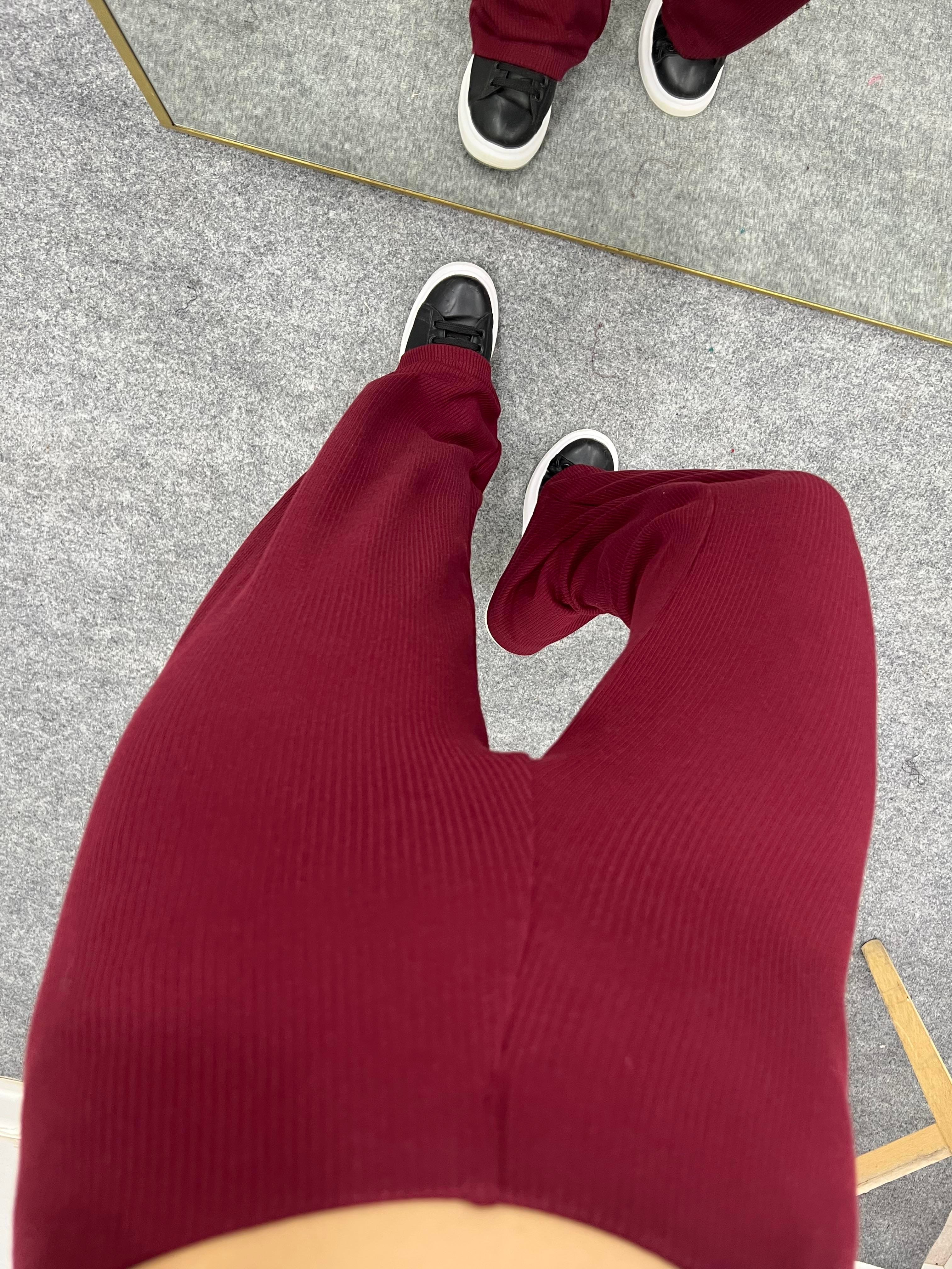 BORDO FİTİLLİ BOL PAÇA PANTOLON