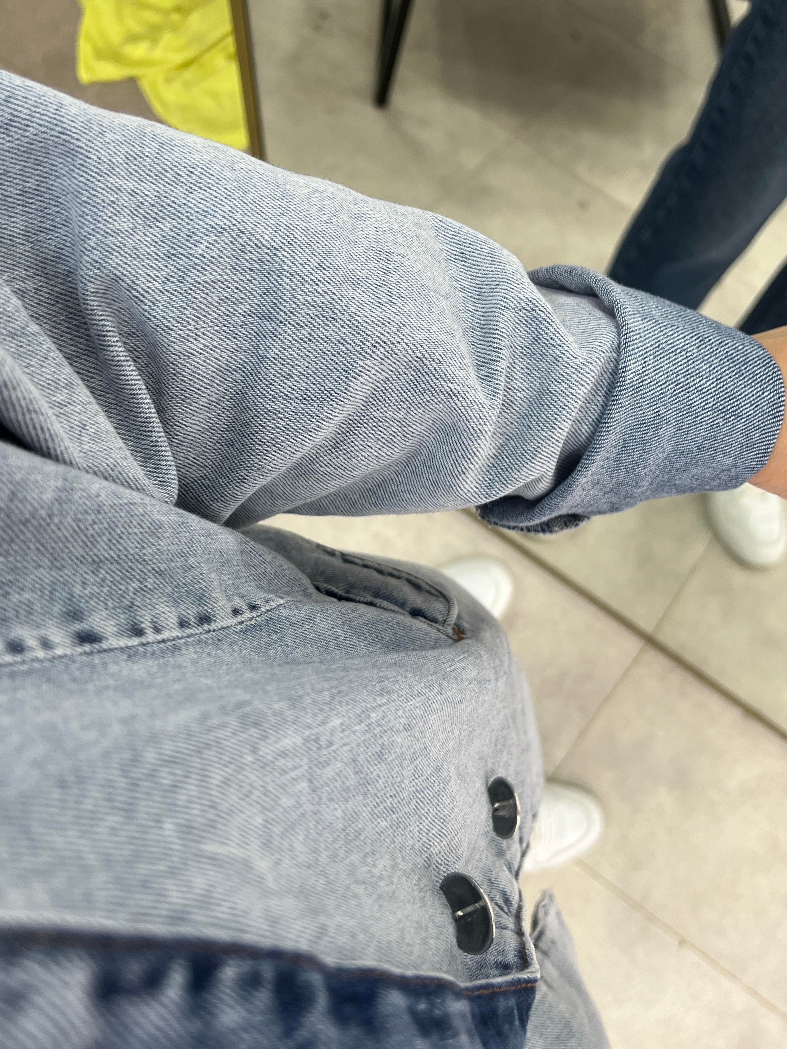 BROŞ DETAYLI BLAZER DENİM CEKET BUZ MAVİ