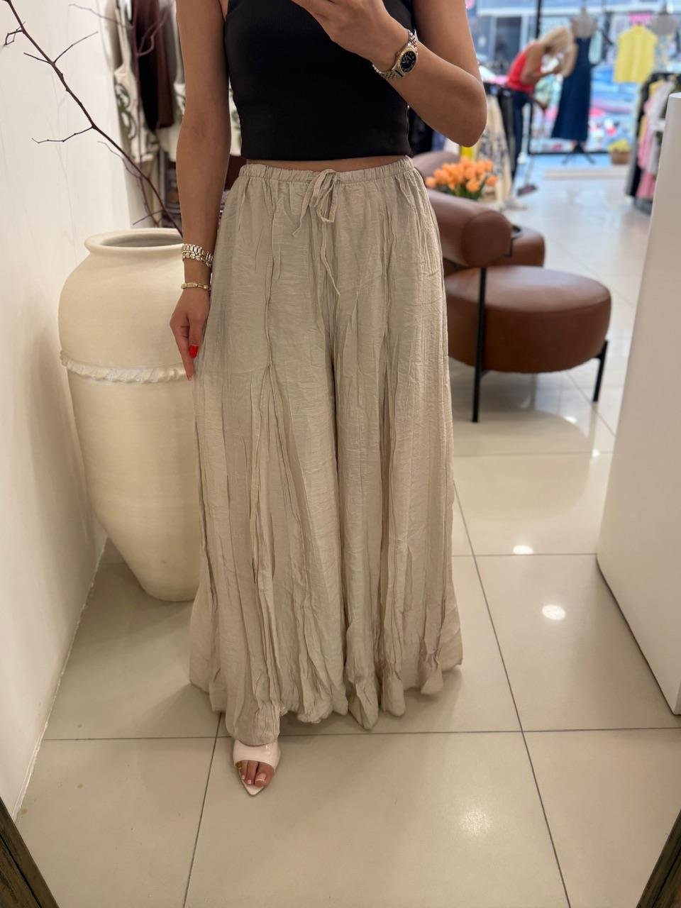 BURUŞUK GENİŞ PAÇA PANTOLON
