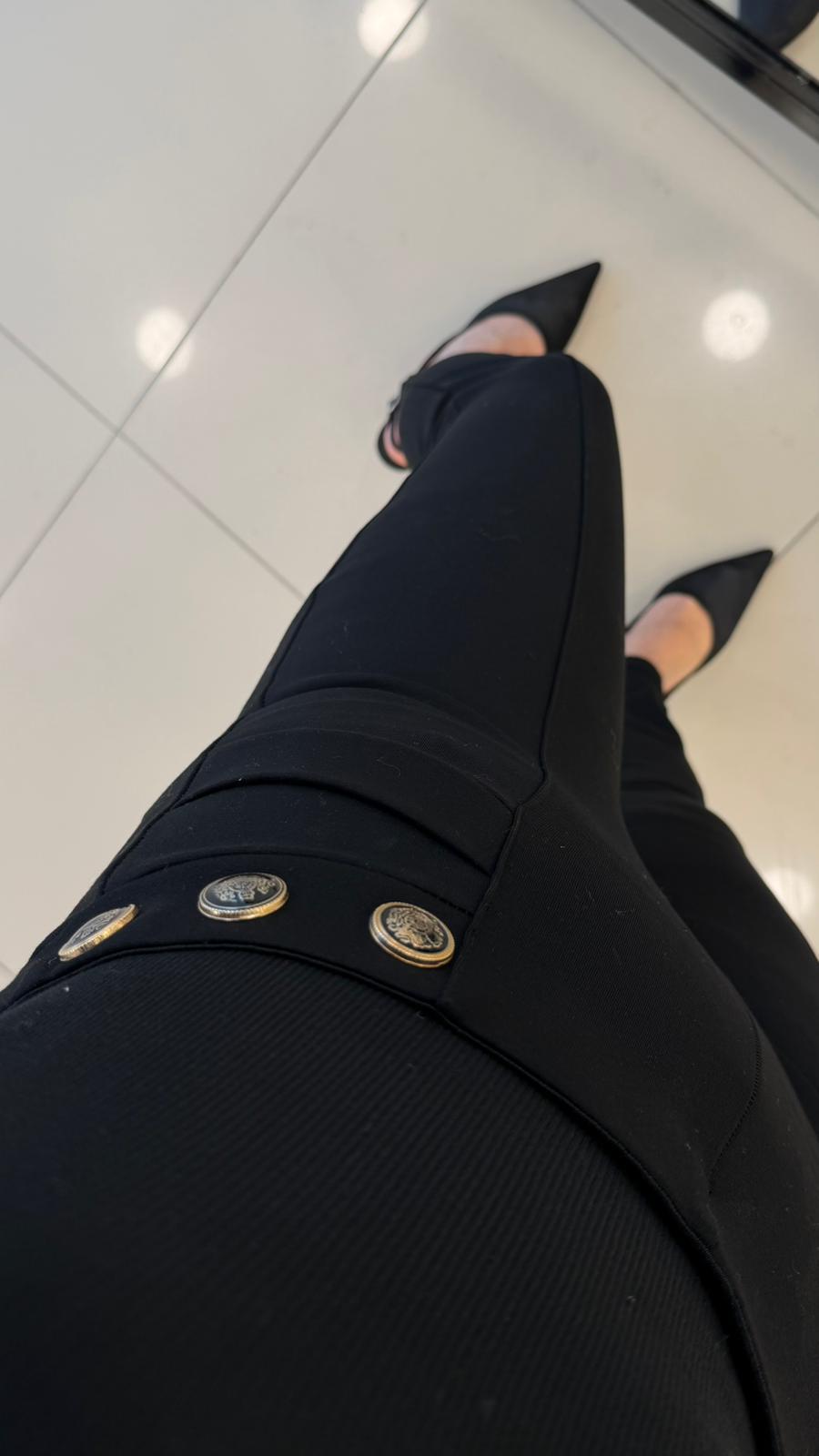 ÇELİK ÖRGÜ GOLD DÜĞMELİ TAYT PANTOLON