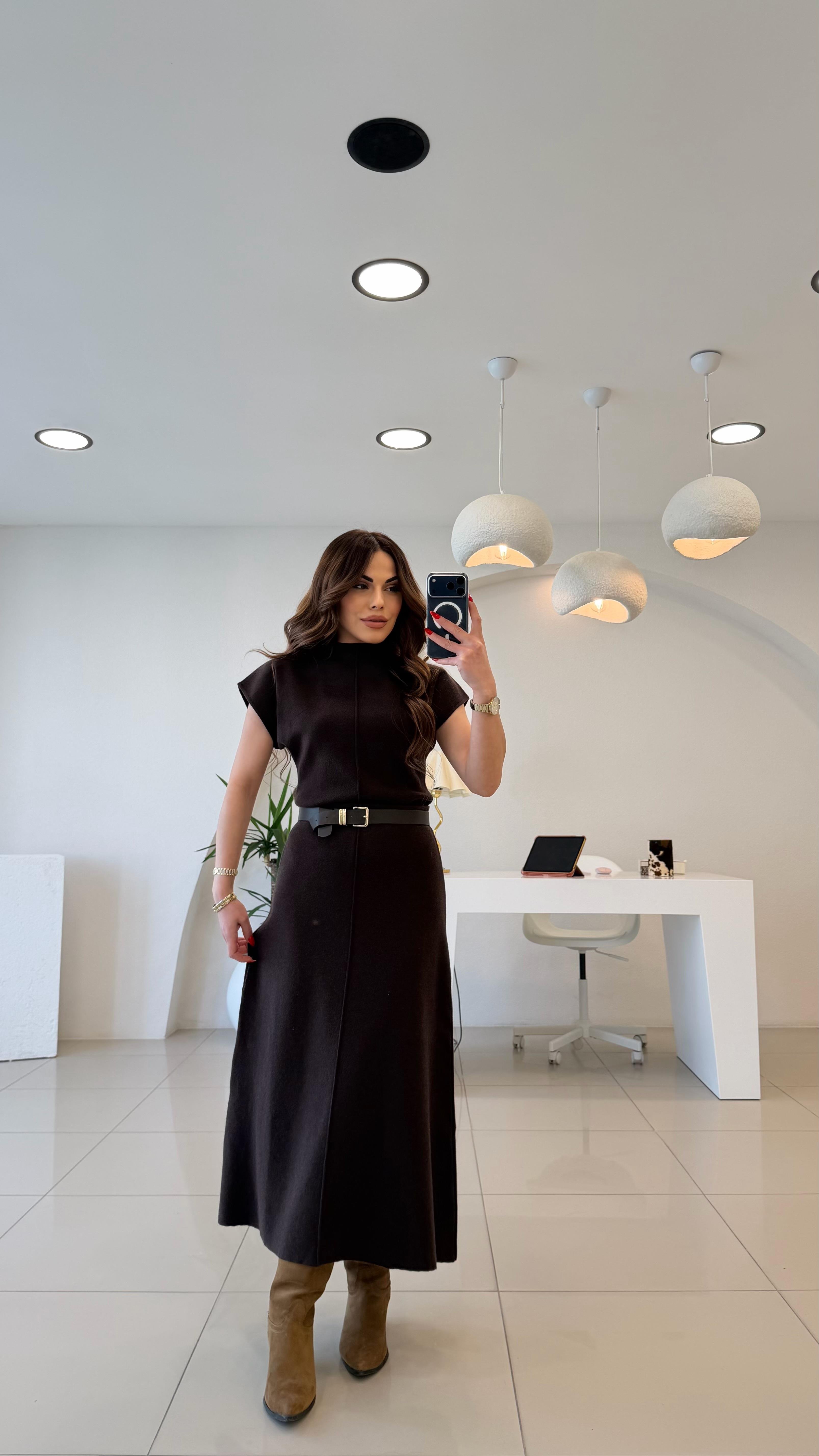 ÇELİK ÖRGÜ İKİLİ ETEKLİ TAKIM KAHVE 