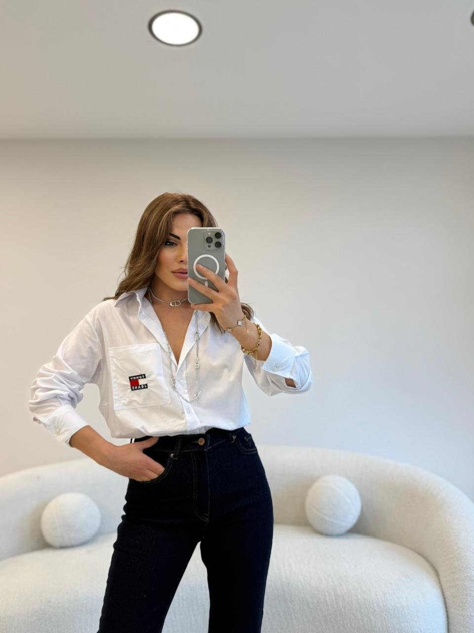 CEP İŞLEMELİ POPLİN GÖMLEK